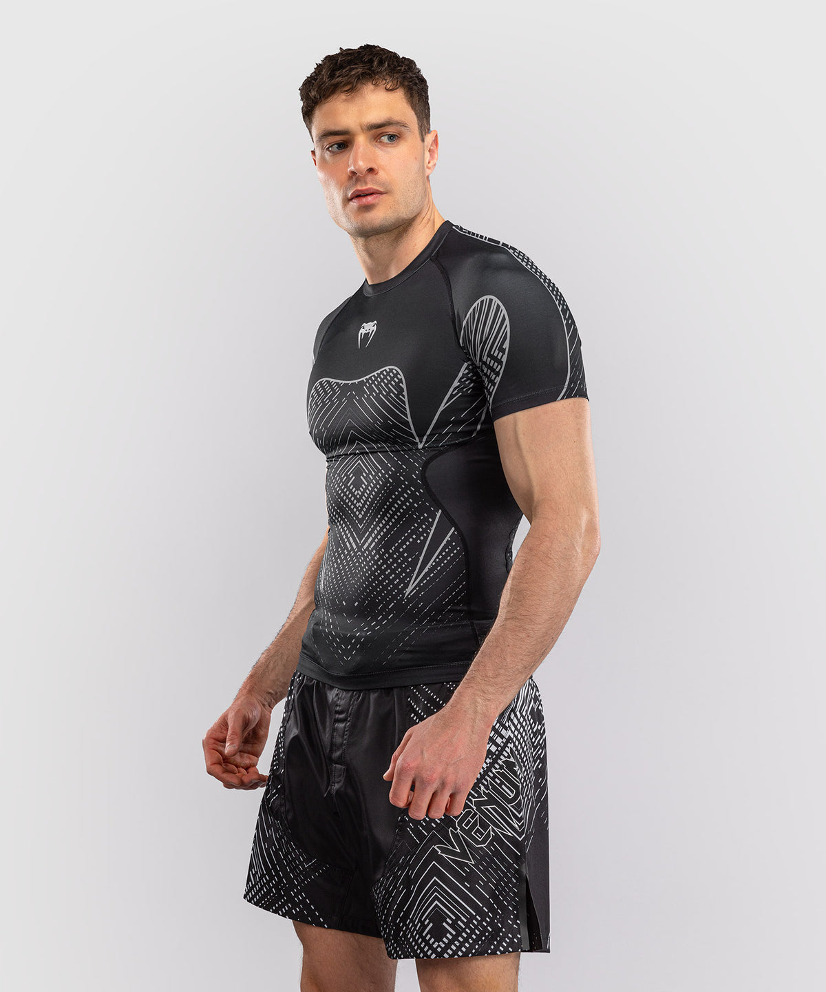 Venum Midnight Fury Short Sleeve Rashguard - Black/Grey/Silver