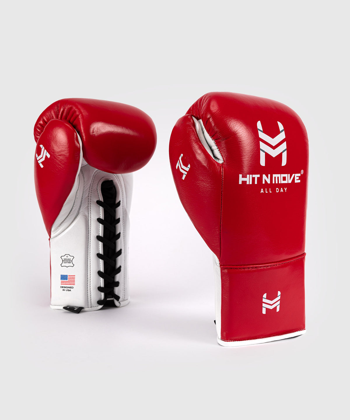 Hit N Move All Day® Pro Grip Plus Lace-up Boxing Gloves - Red/White