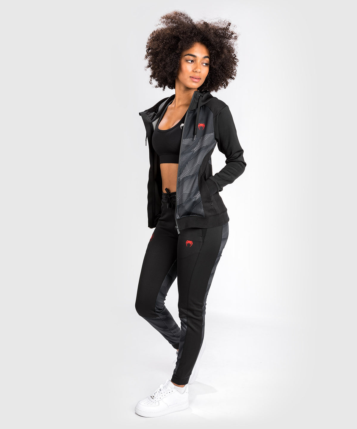 Sudadera con capucha Venum Phantom - Para mujer - Negro/Rojo
