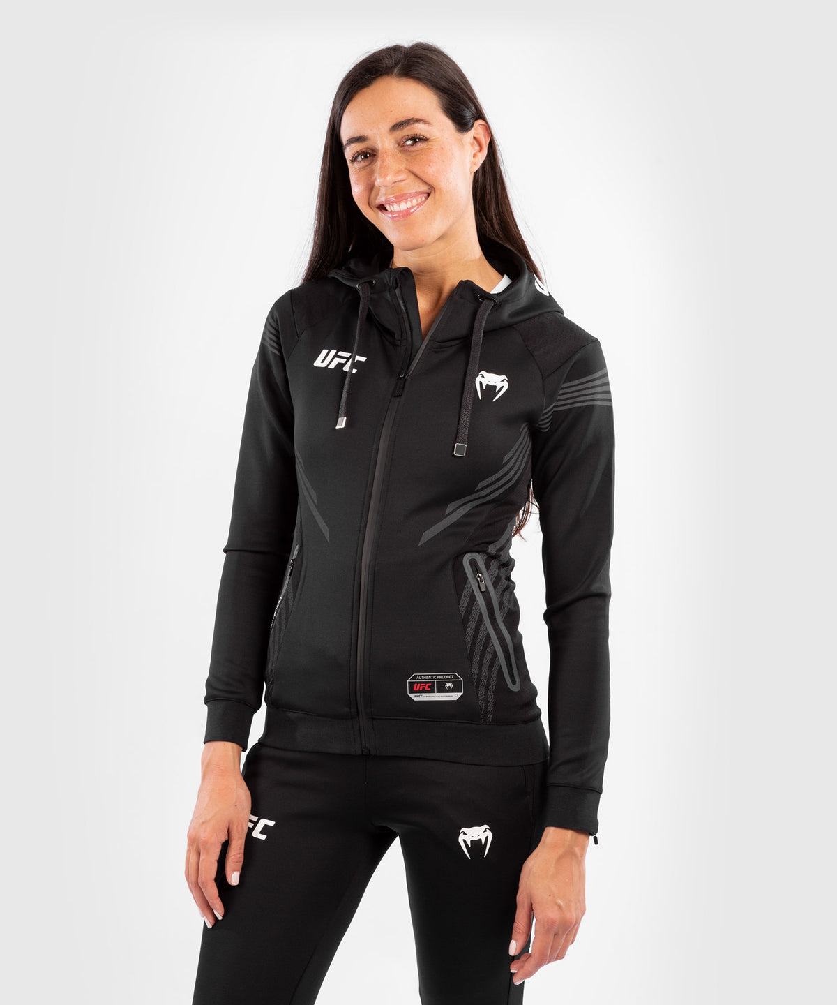Felpa Con Cappuccio Walkout Donna UFC Venum Authentic Fight Night - Nero