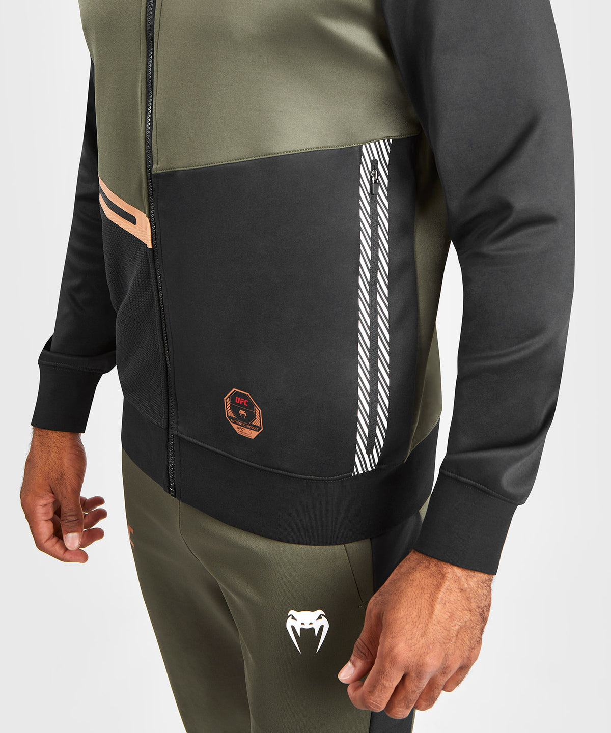 UFC Adrenaline by Venum Fight Week Herren Zip Hoodie - Khaki/Bronze