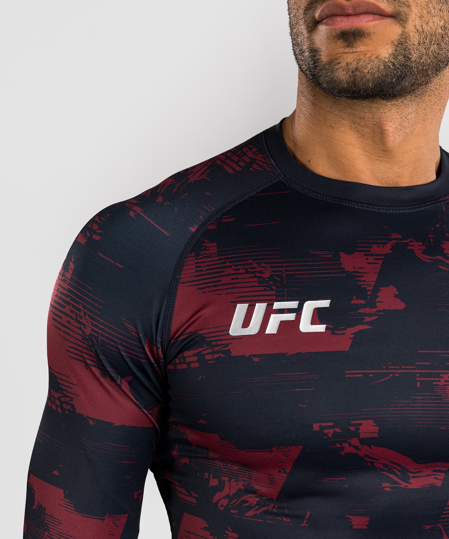 Rashguard manches longues Performance Homme UFC Zenith by Venum Authentic Fight Week - Bleu marine/Bordeaux/Argent