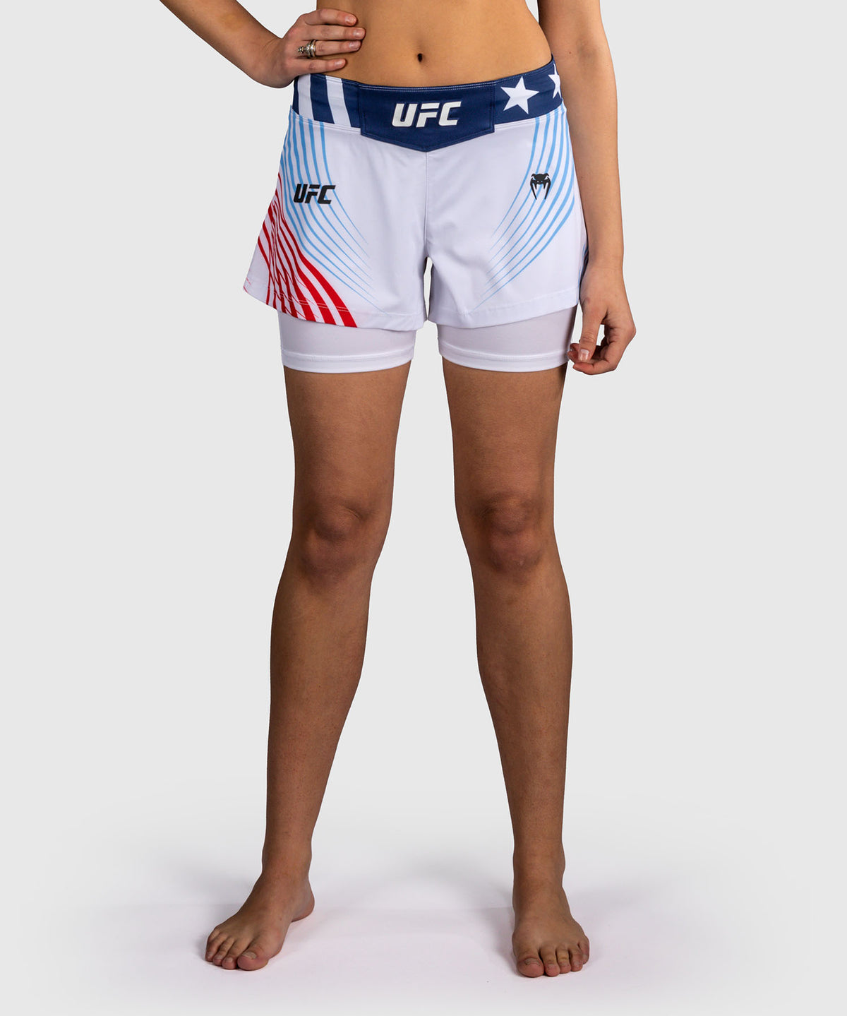 Women's Official UFC Freedom 250 by Venum White Authentic Fight Night Fight Short