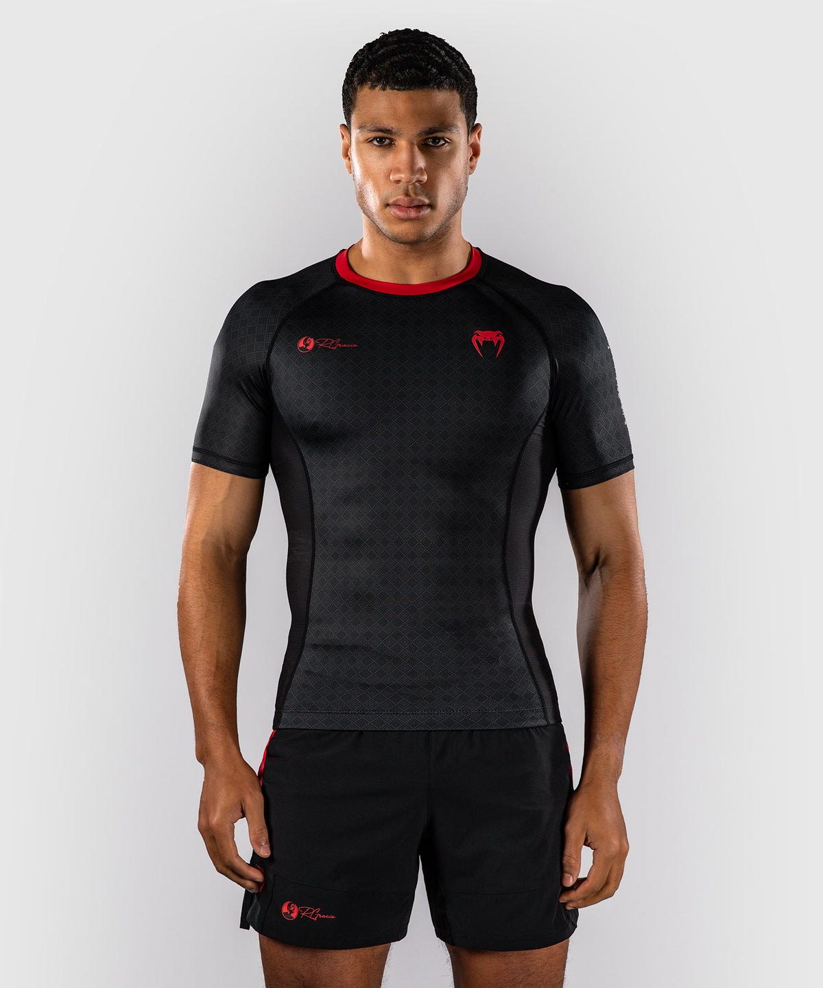 Venum x Roger Gracie Signature Kurzarm Rashguard - Schwarz/Rot