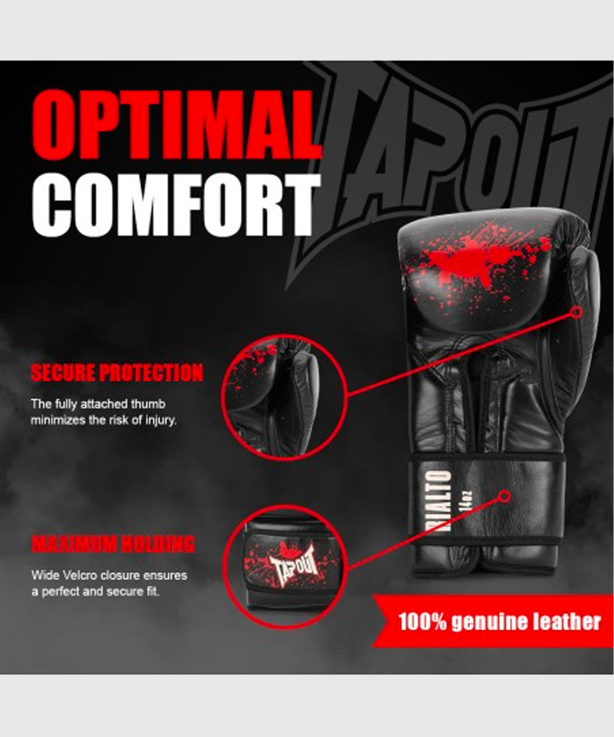 Tapout Rialto Boxhandschuhe - Schwarz/Ecru/Rot