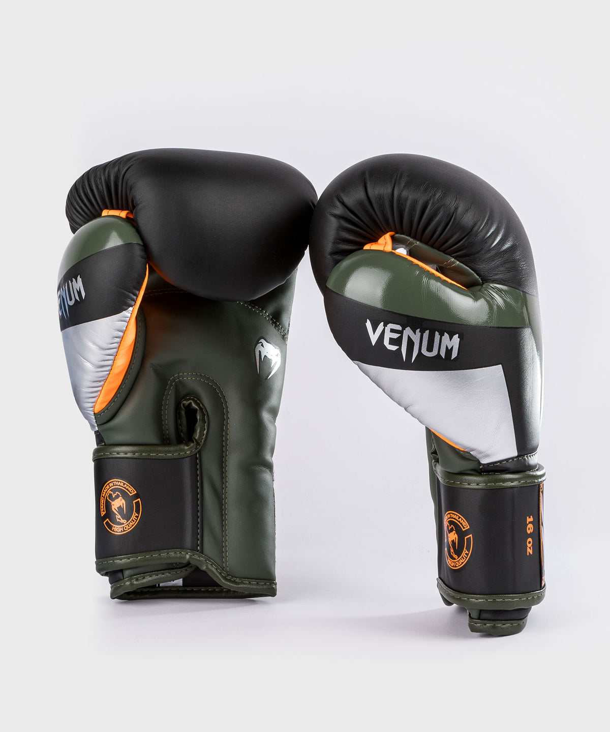 Venum Elite Boxhandschuhe - Schwarz/Silber/Kaki