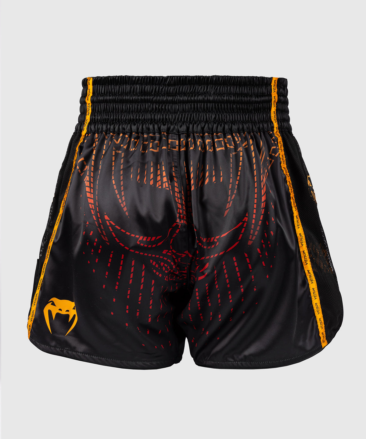 Short de Muay Thaï Venum Quetzal Fury - Noir/Rouge Fury/Mandarine