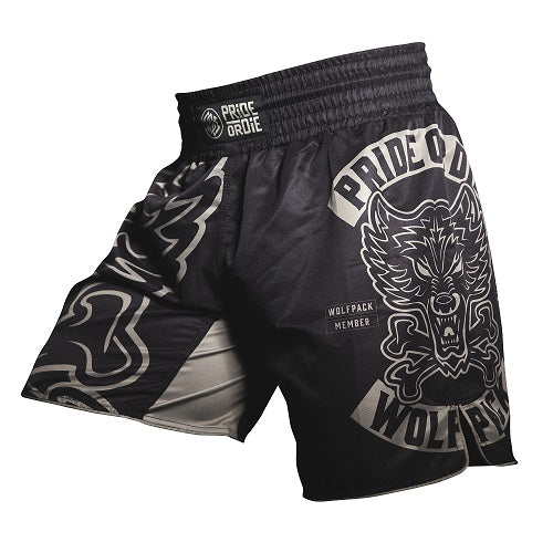 Pride Or Die Wolf Pack Fight Shorts - Black