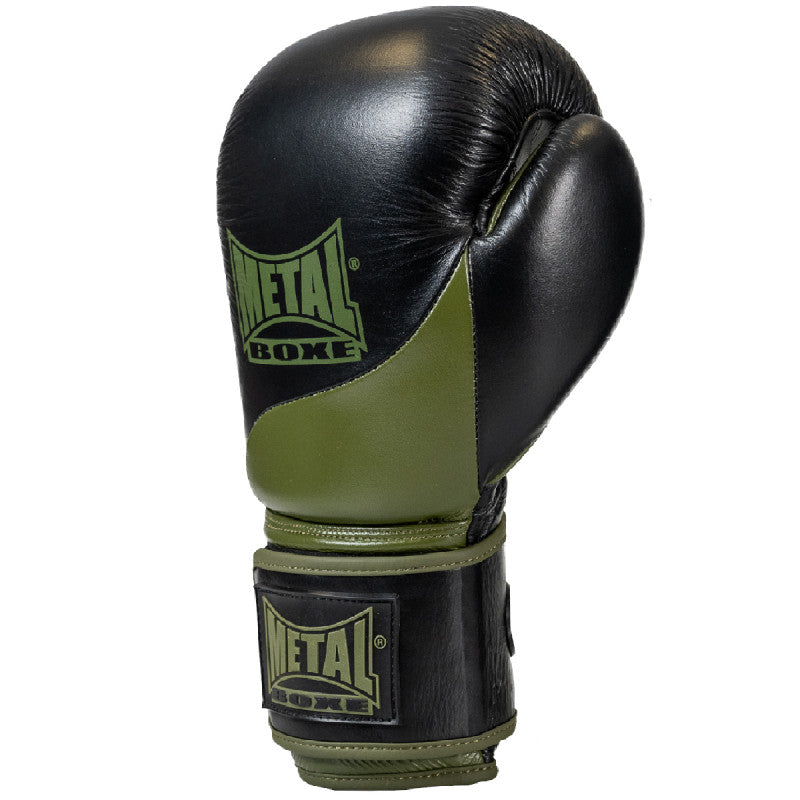 Metal Boxe Metal Omega Leder Boxhandschuhe - Schwarz/Khaki