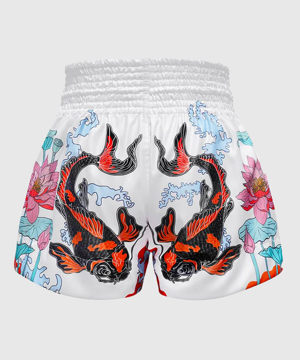 Tuff Japanese Koi Fish Pantalones de Muay Thai - Blanco
