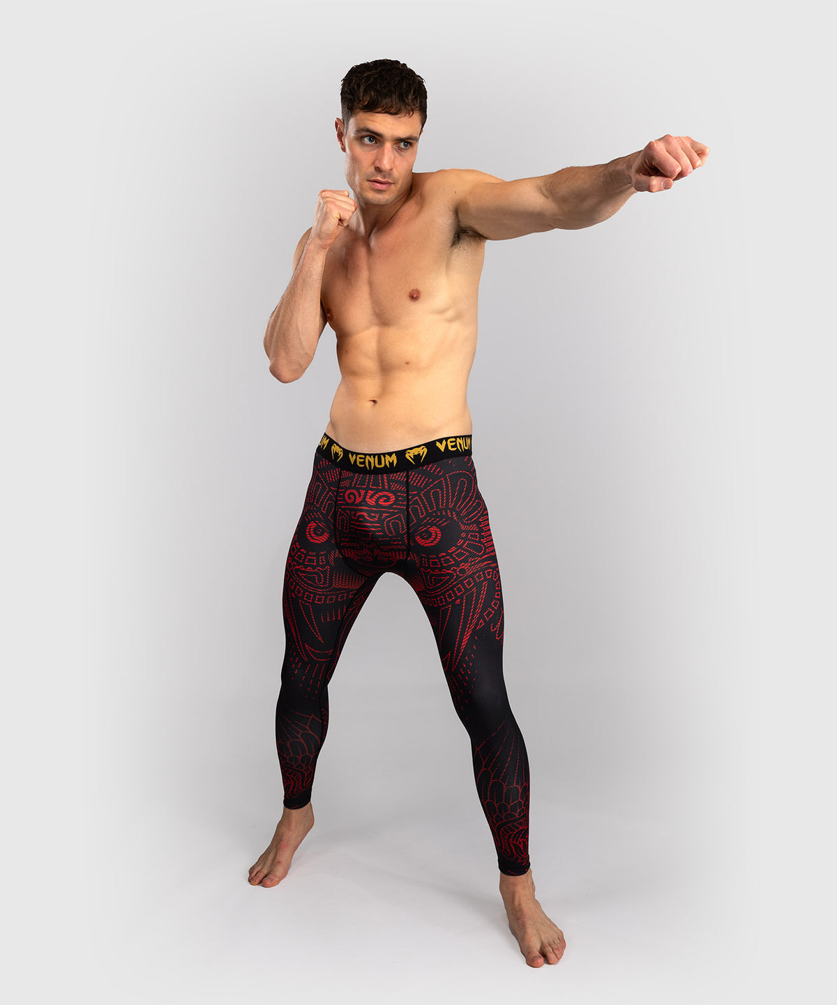 Venum Quetzal Fury Spats - Black/Fury Red/ Tangerine