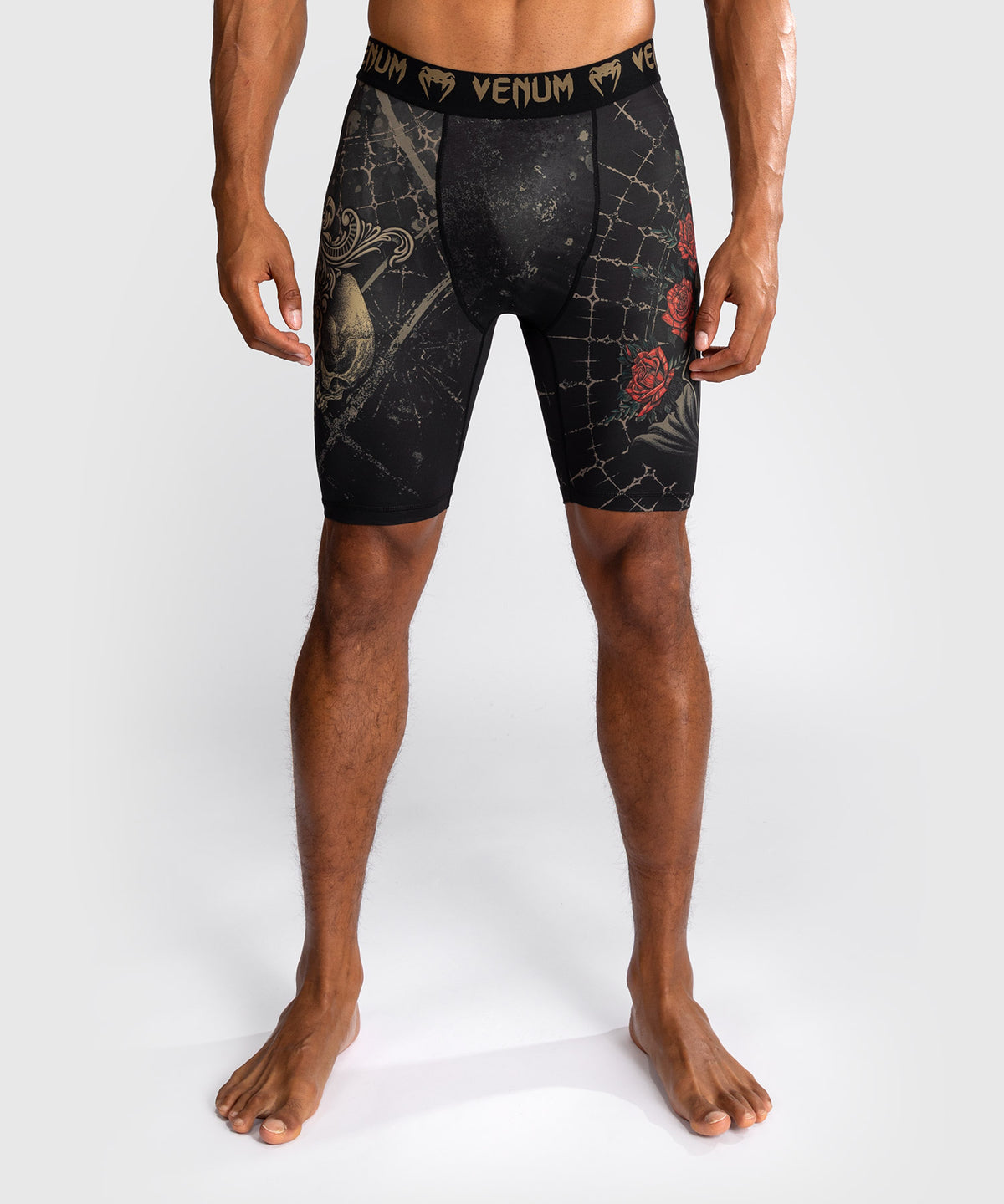 Short de compression pour Hommes Venum Santa Muerte 5.0 - Noir Profond/Or