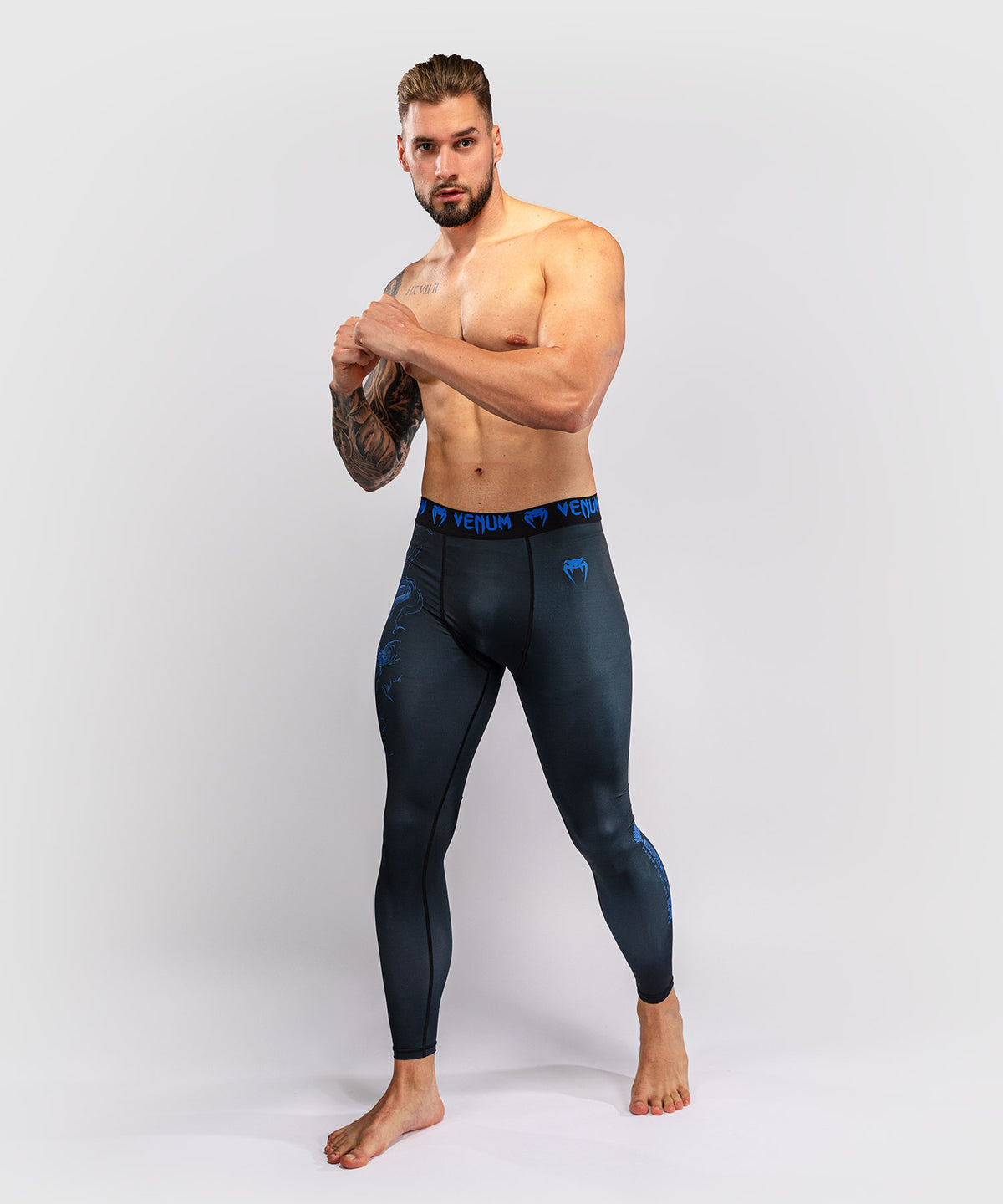 Pantalon de compression Venum Thunder Dragon – Noir/Bleu Royal
