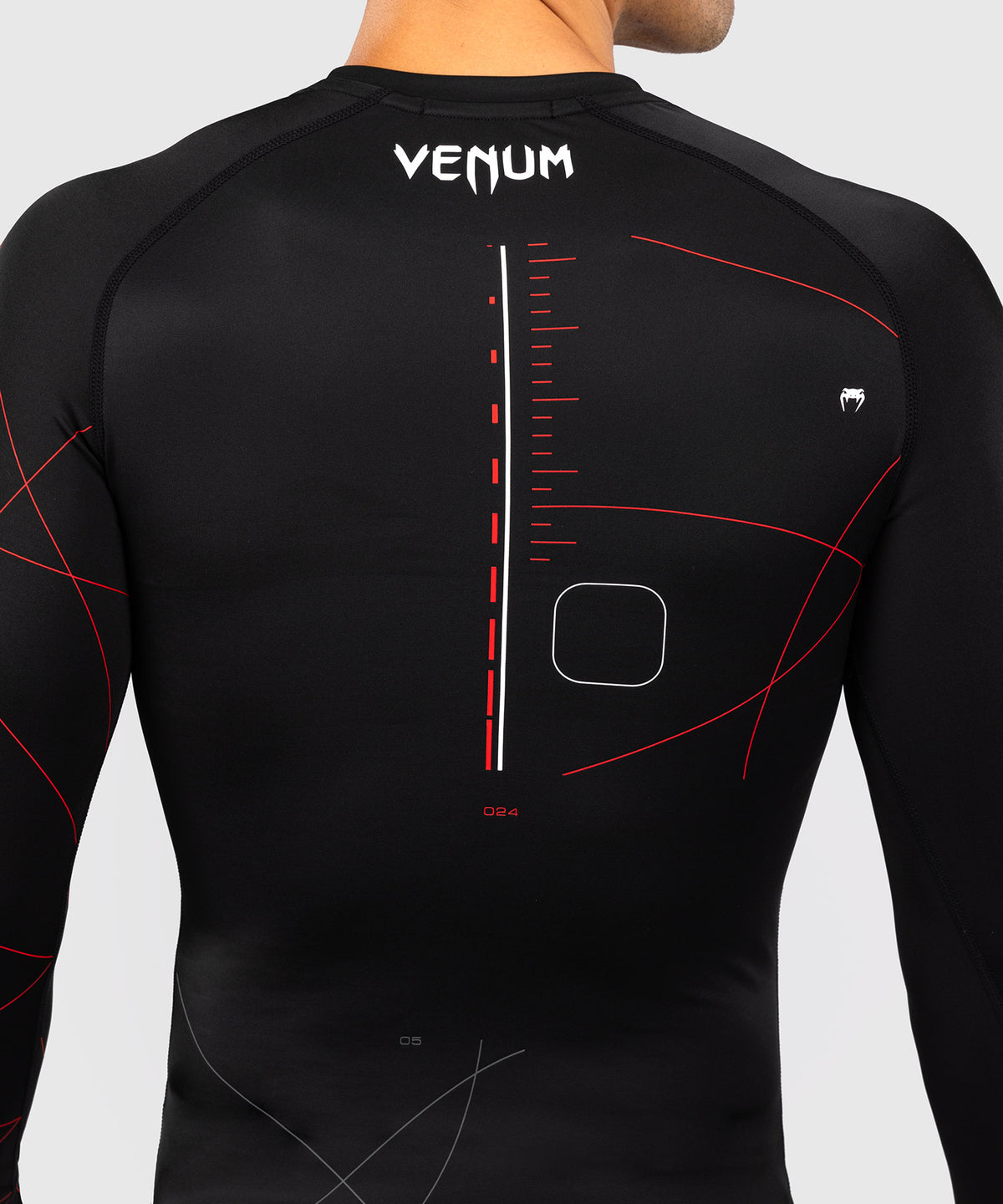 Venum Tactical XT Lycra de manga larga para hombre - Negro/Rojo fuego