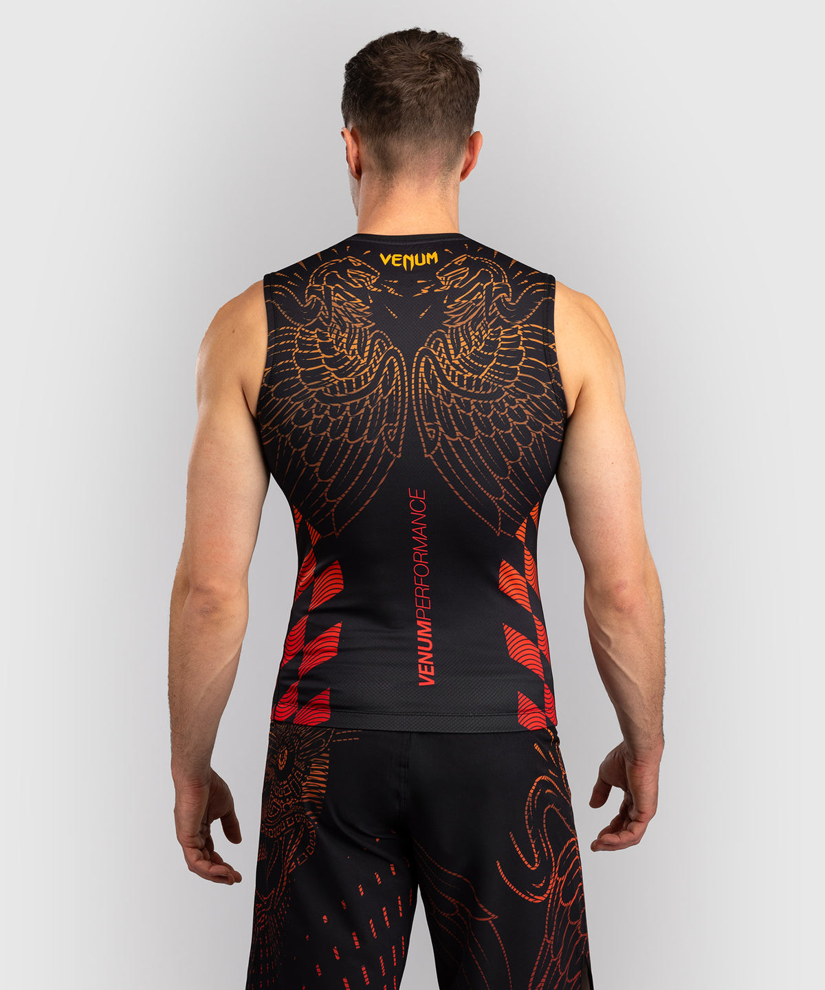 Rashguard Sans Manches Venum Quetzal Fury - Noir/Rouge Fury/Mandarine