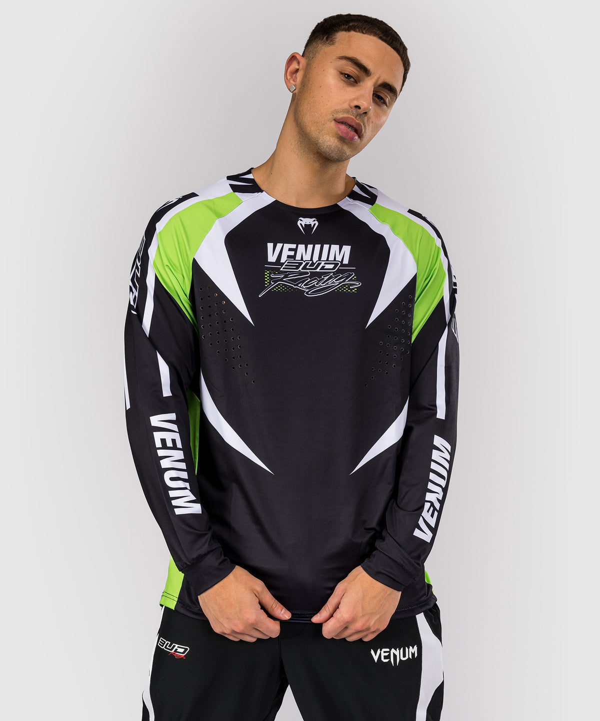 Venum x Bud Racing Maglietta Dry-Tech Uomo - Nero/Bianco/Verde lime