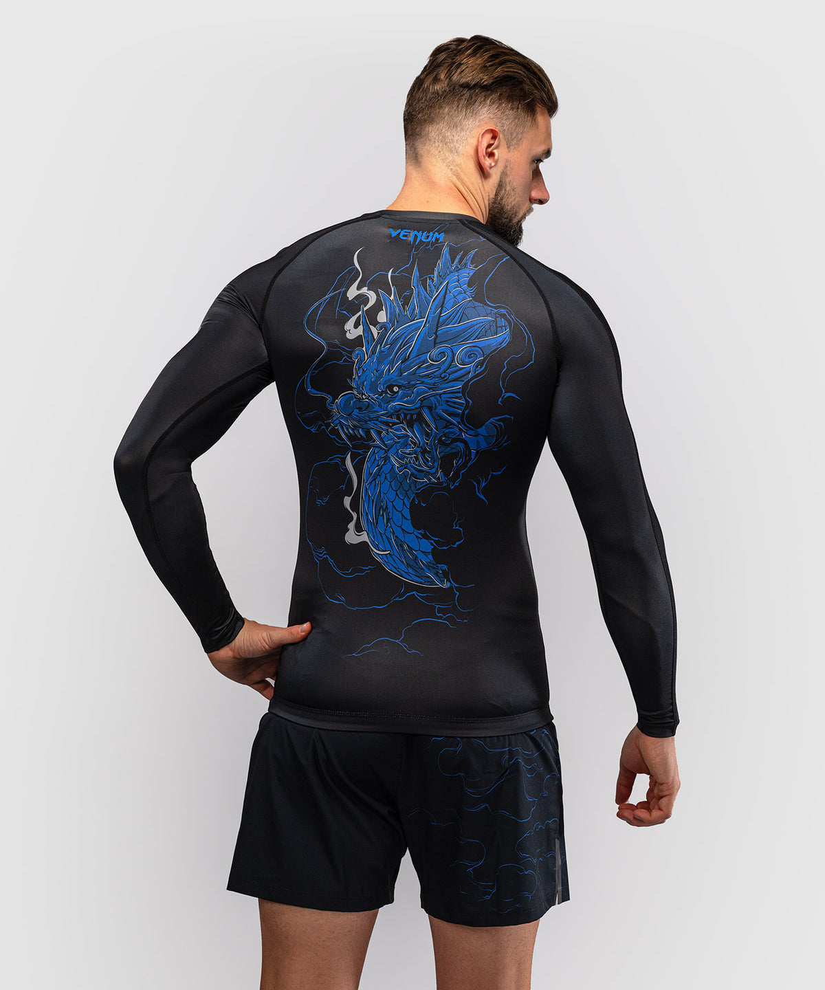 Venum Thunder Dragon Rashguard Manga Larga – Negro/Azul Real
