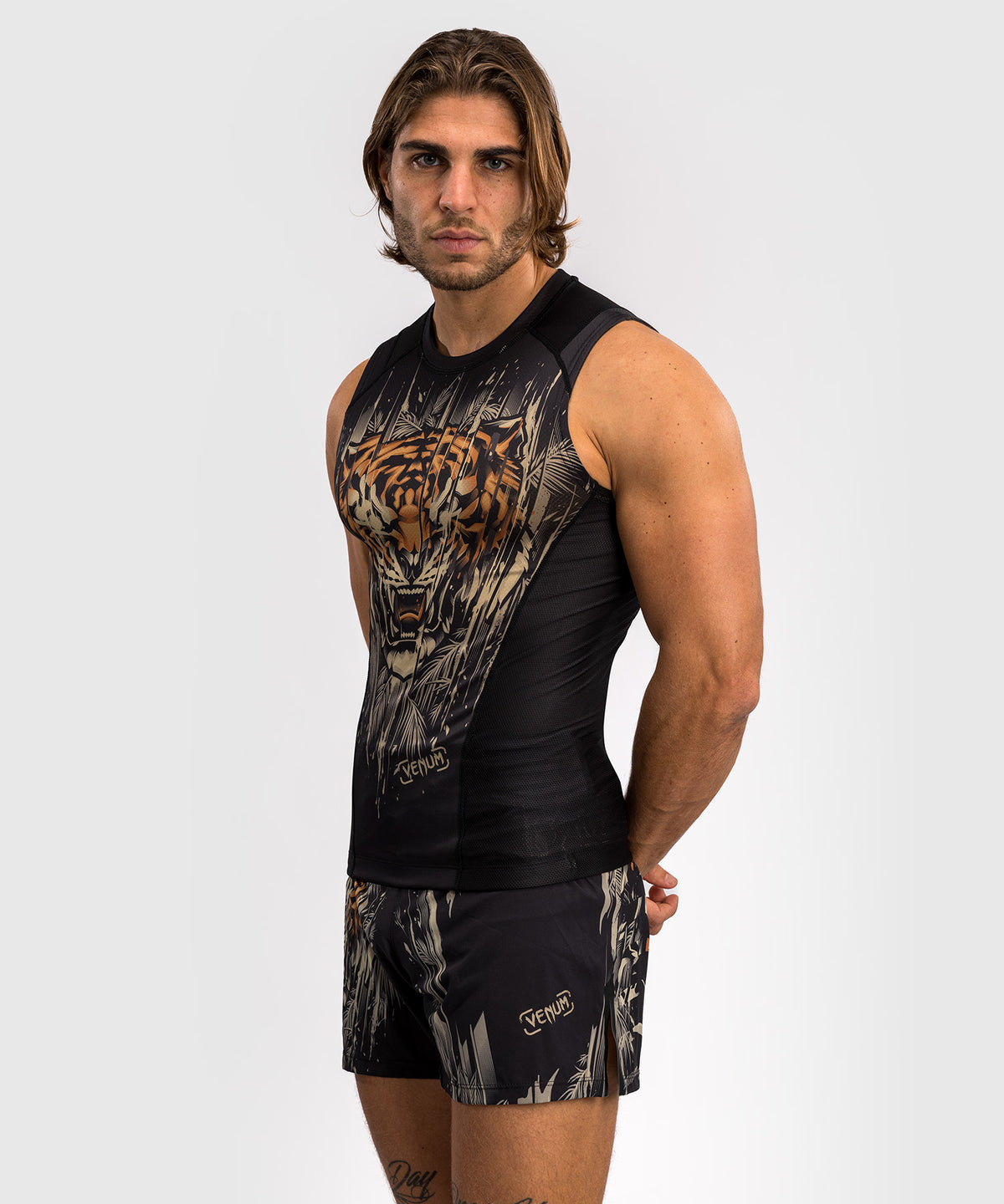 Venum Tiger Herren Ärmelloses Rashguard - Schwarz/Neonorange