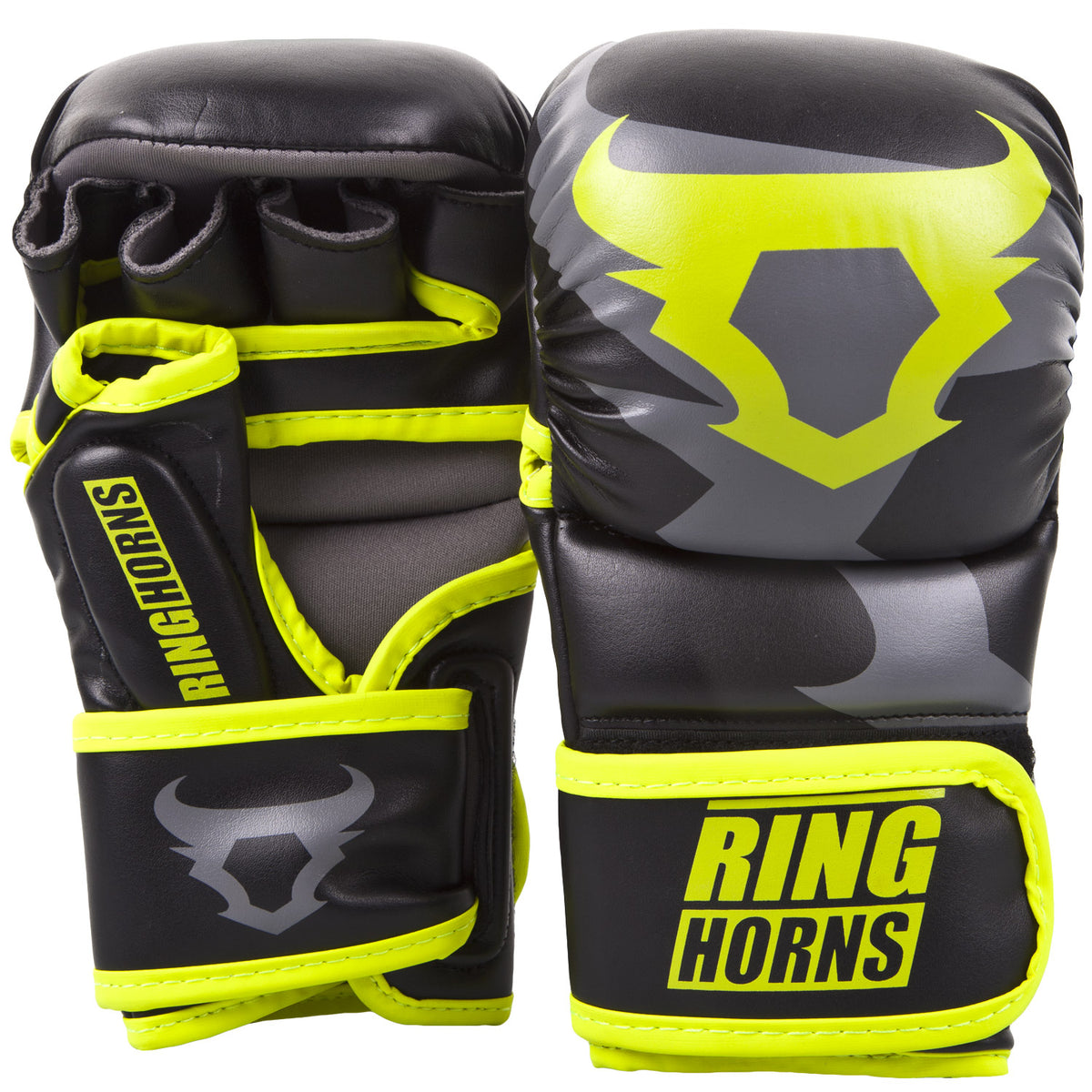 Gants de sparring Ringhorns Charger - Noir/Jaune Fluo