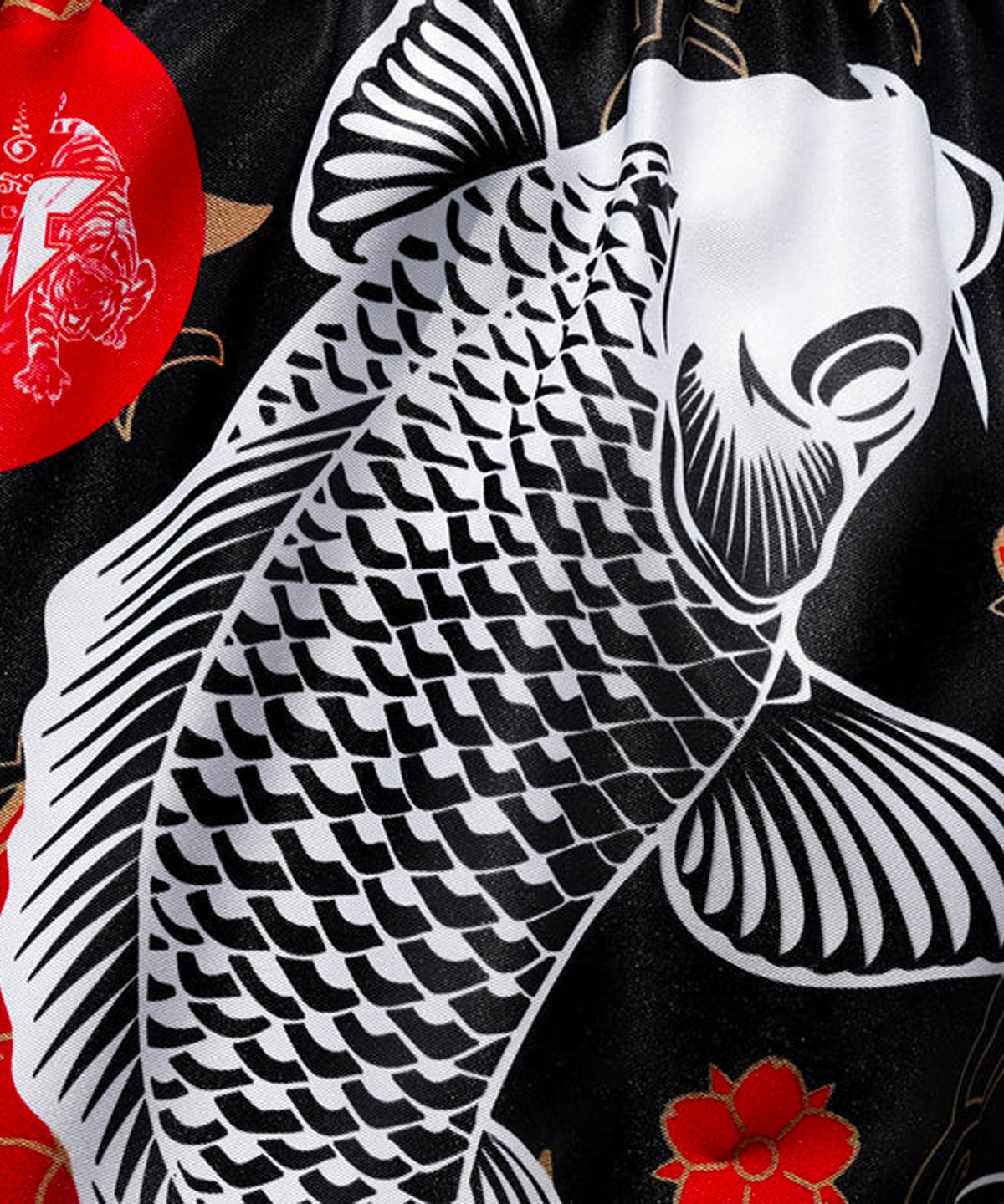 Tuff Japanese Koi Fish Pantaloncini da Muay Thai - Nero