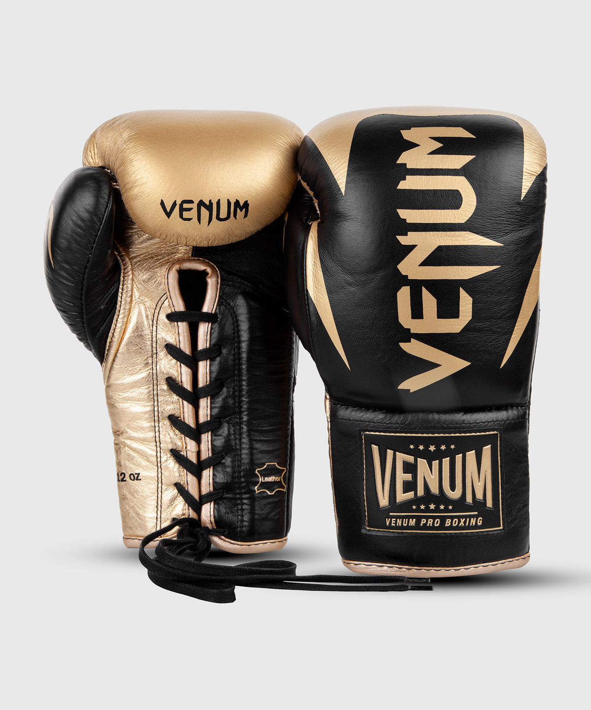 Guantoni da boxe professionali Venum Hammer con lacci - Nero/Oro