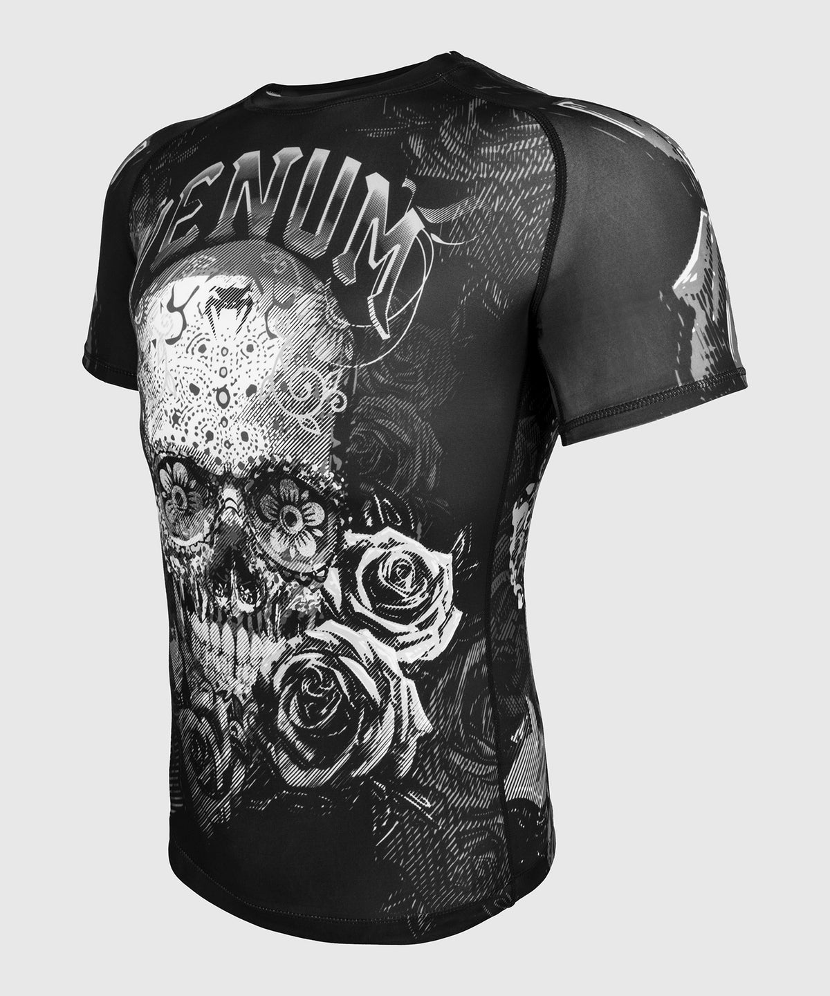 Rashguard Venum Santa Muerte 3.0 - Mangas Cortas – Negro/Blanco