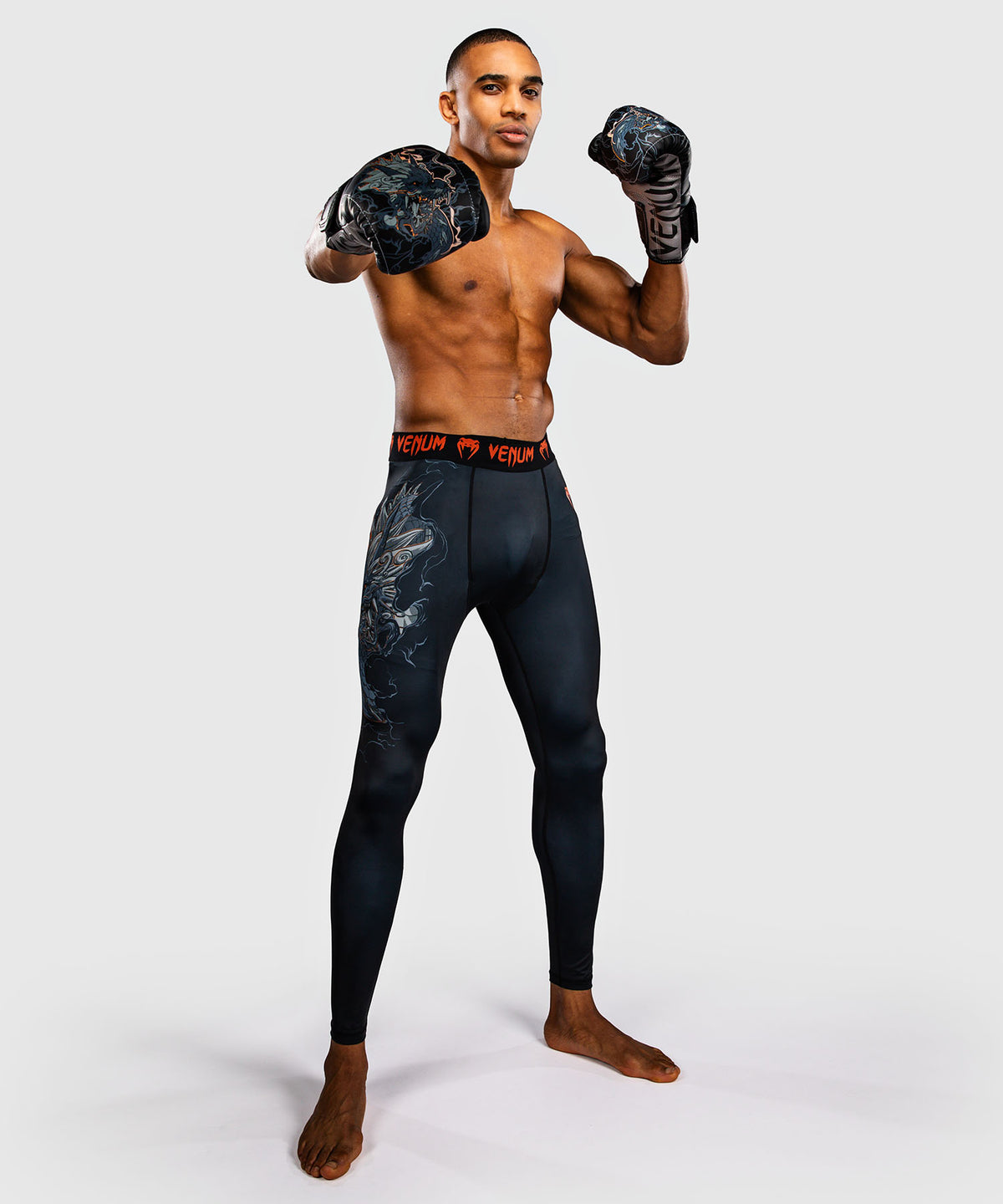 Venum Thunder Dragon Pantaloni a Compressione – Nero/Grigio/Rame