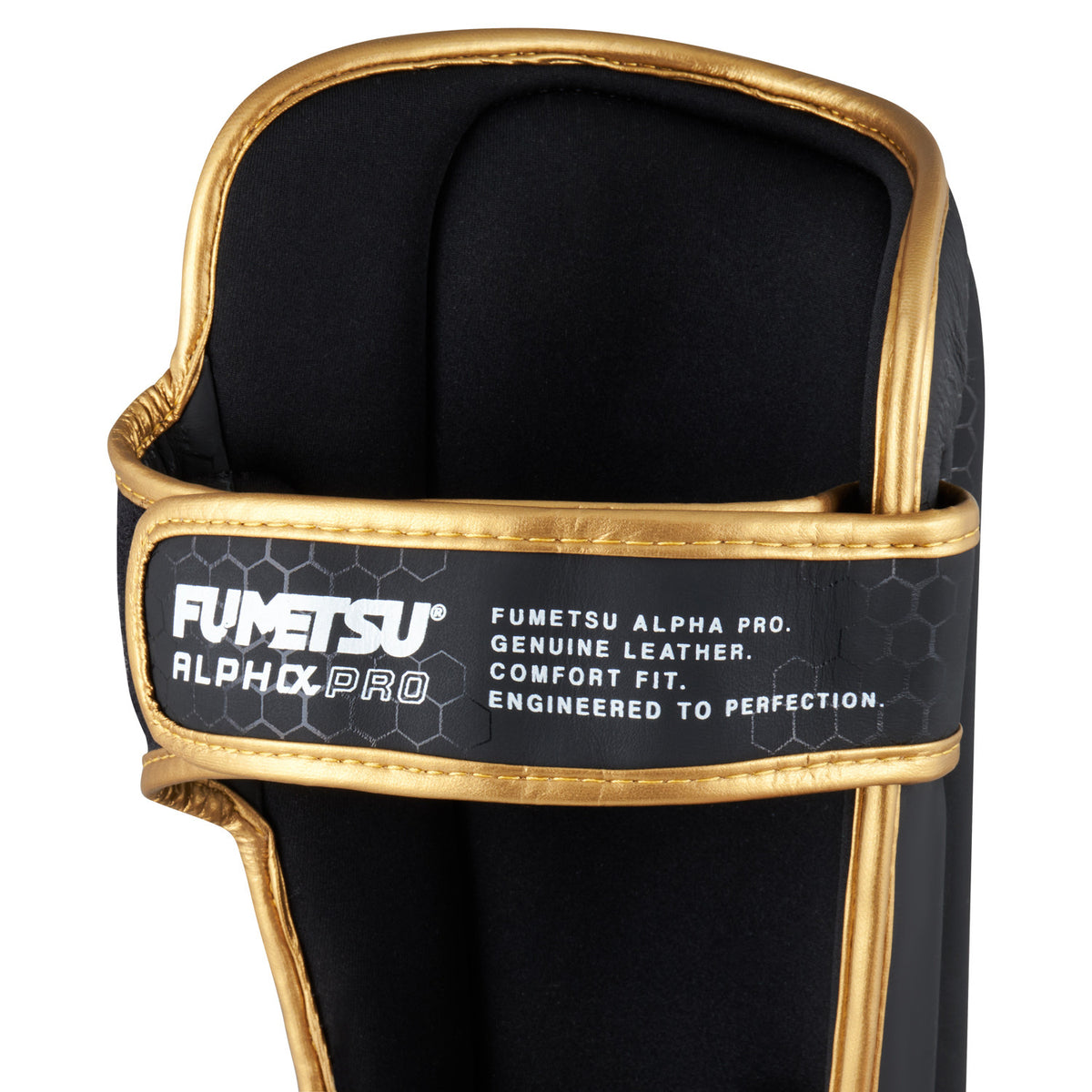 Fumetsu Alpha Pro Shin Guards - Black/Gold