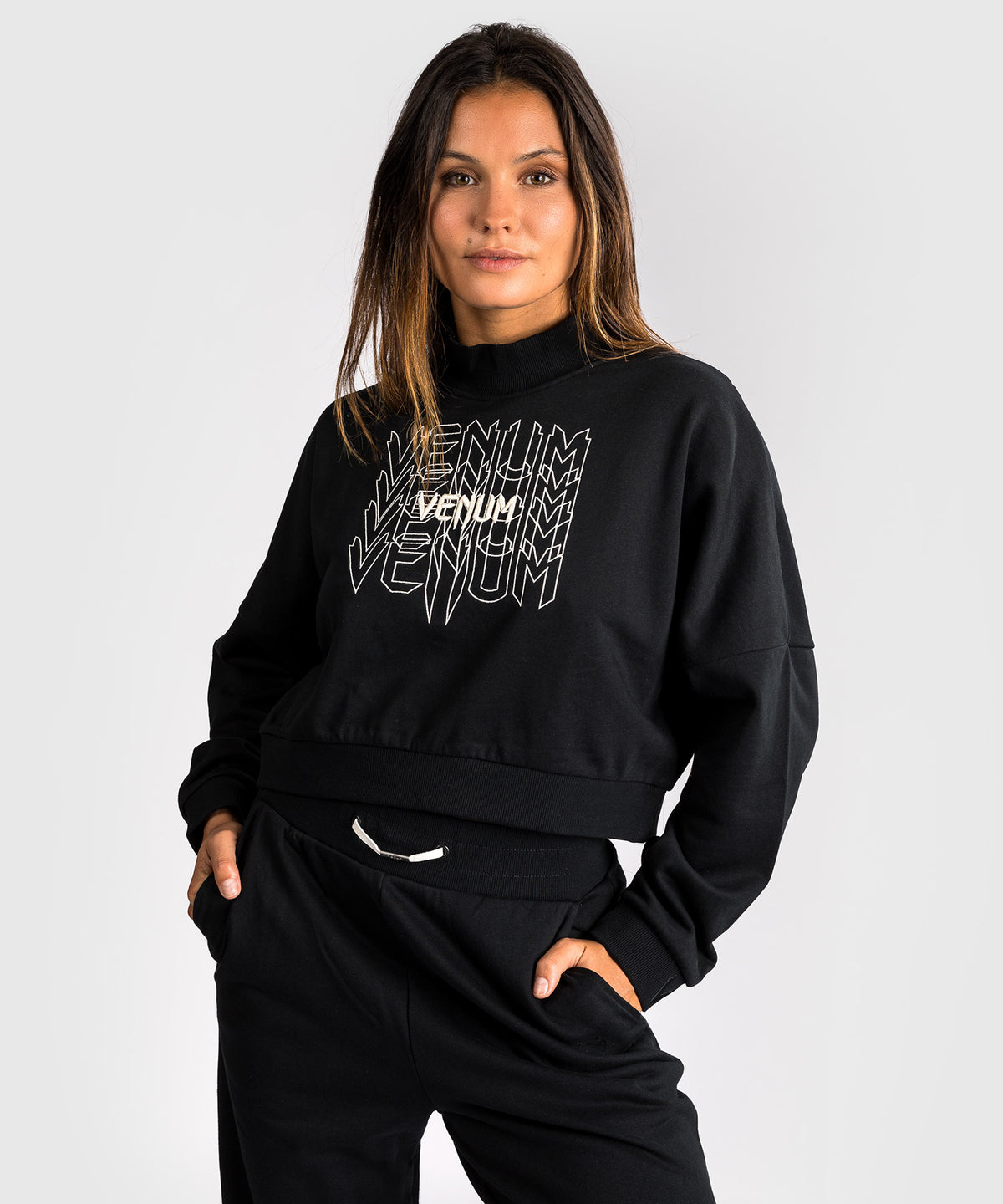Venum Pulse Damen Cropped Sweatshirt - Schwarz/Weiß