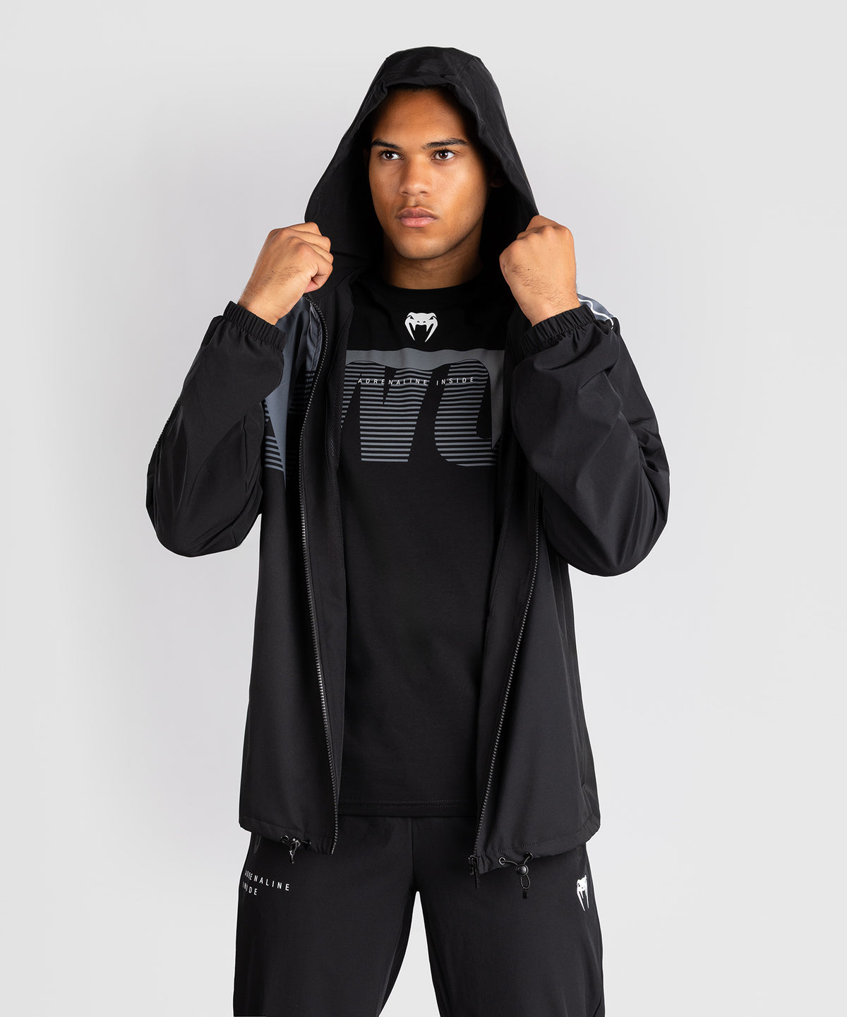 Venum Adrenaline Chaqueta Deportiva – Negro/Gris Plateado