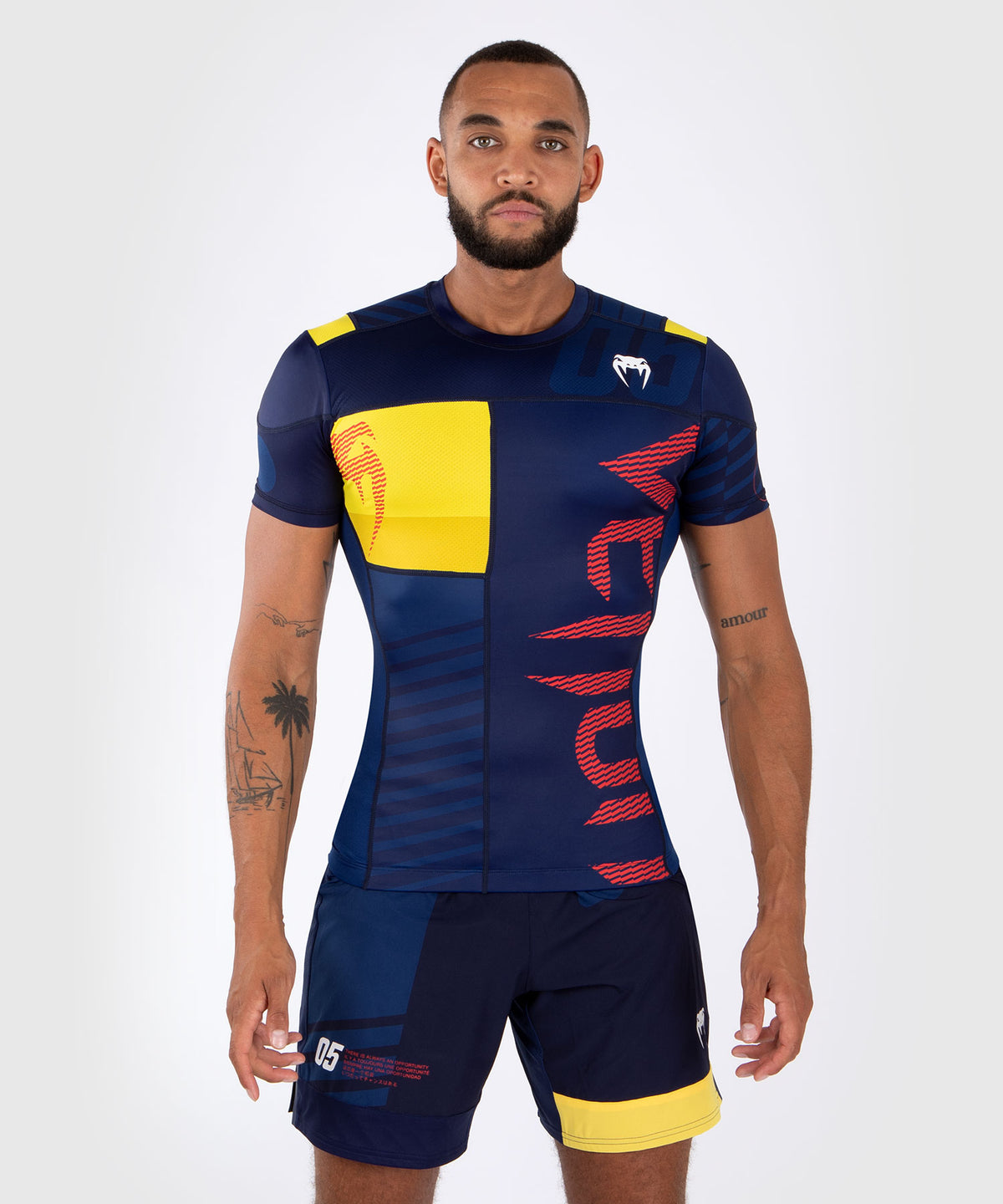 Venum Sport 05 Camiseta de Compresión de Manga Corta - Azul/Amarillo