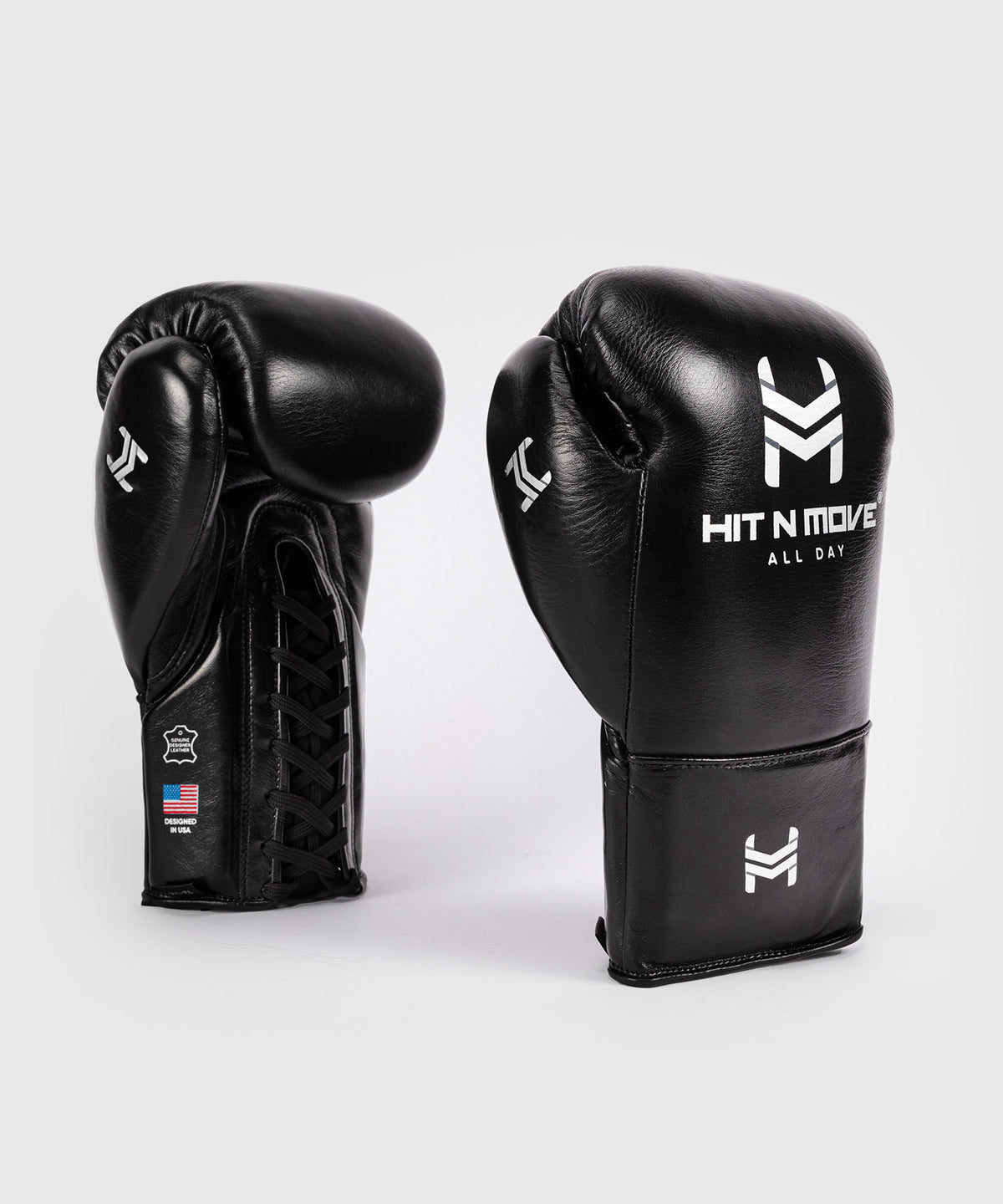 Hit N Move All Day® Pro Lace-up Boxing Gloves - Black