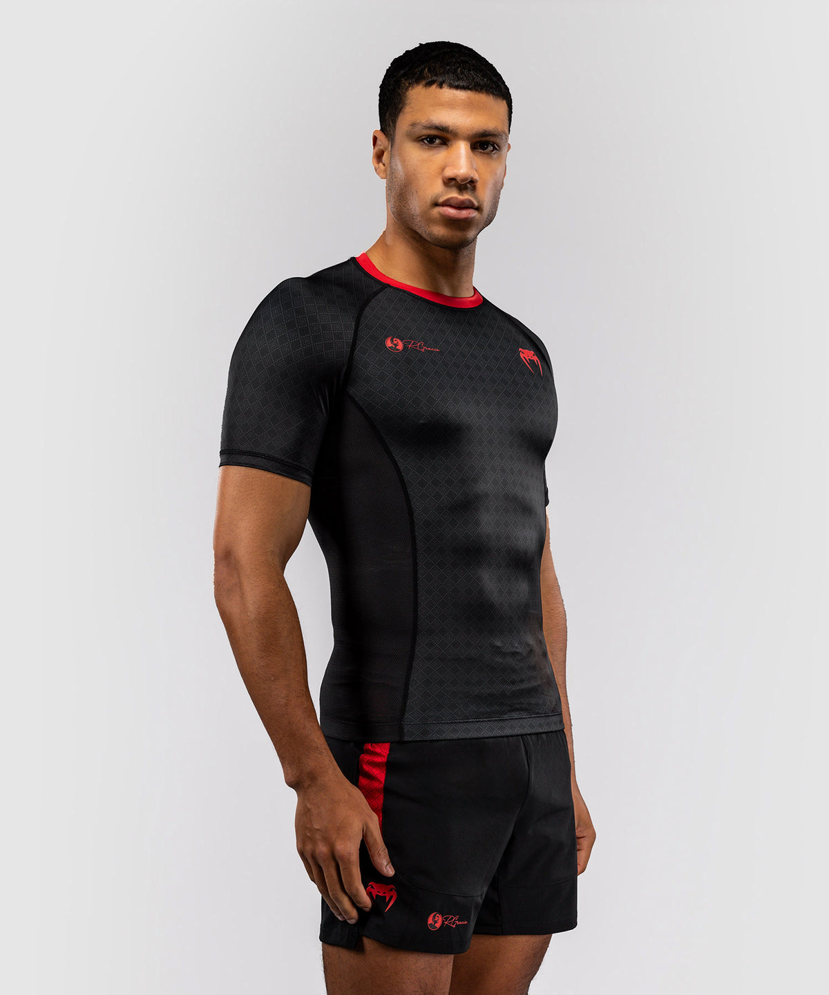 Venum x Roger Gracie Signature Kurzarm Rashguard - Schwarz/Rot