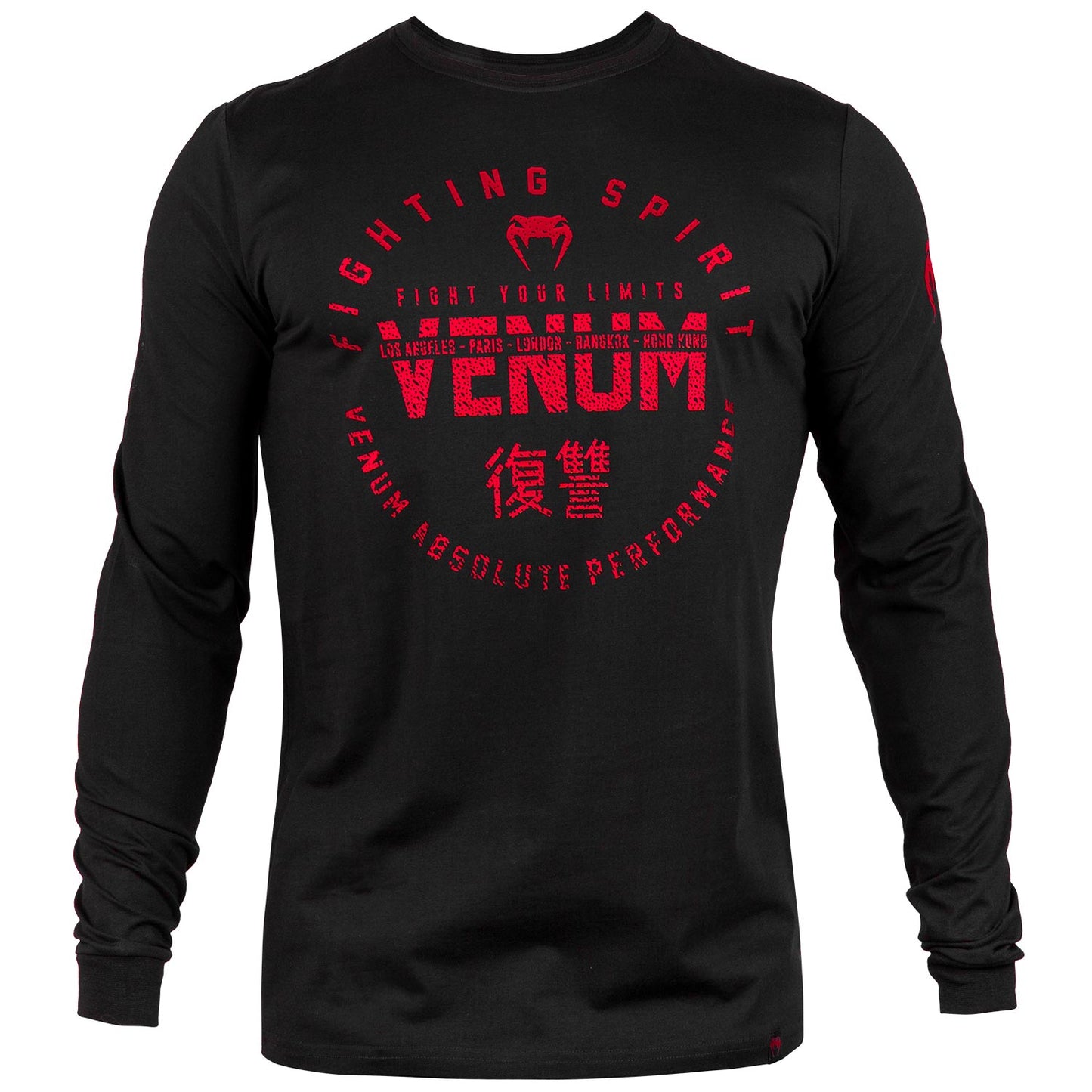 Camiseta Venum Signature Mangas Largas - Negro/Rojo