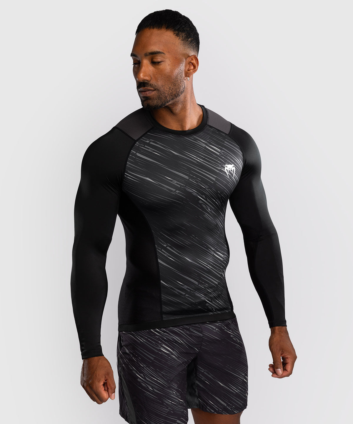 Venum Rapid Rashguard de Manga Larga - Negro/Gris Tormenta
