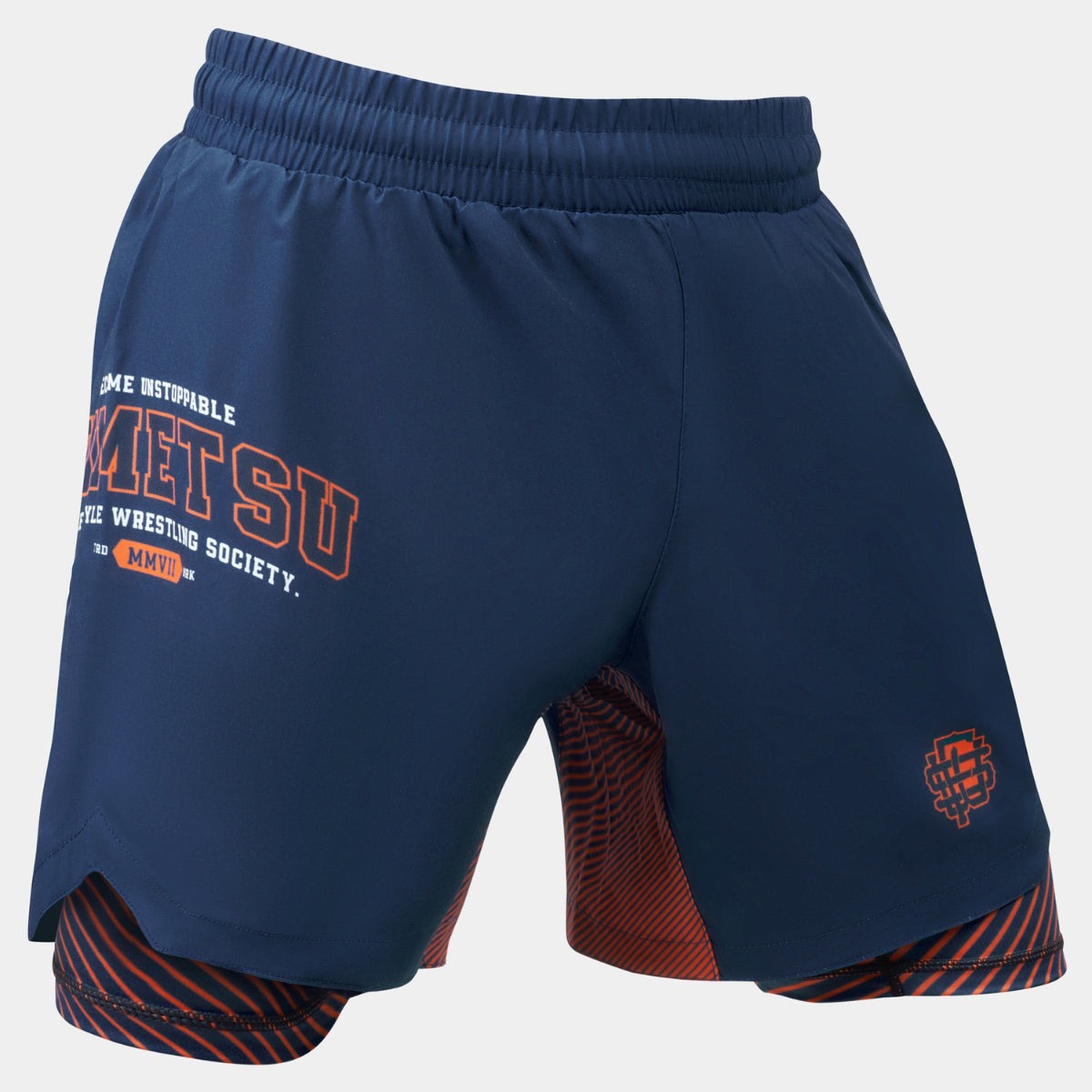 Fumetsu Dual Layer Varsity Fight Shorts - Navy Blue