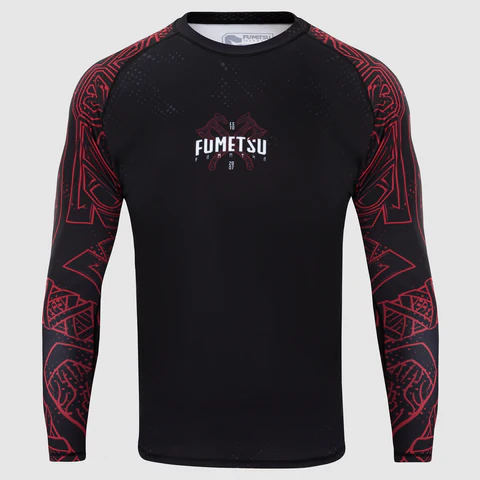 Fumetsu Berserker Rashguard a Maniche Lunghe - Nero/Rosso