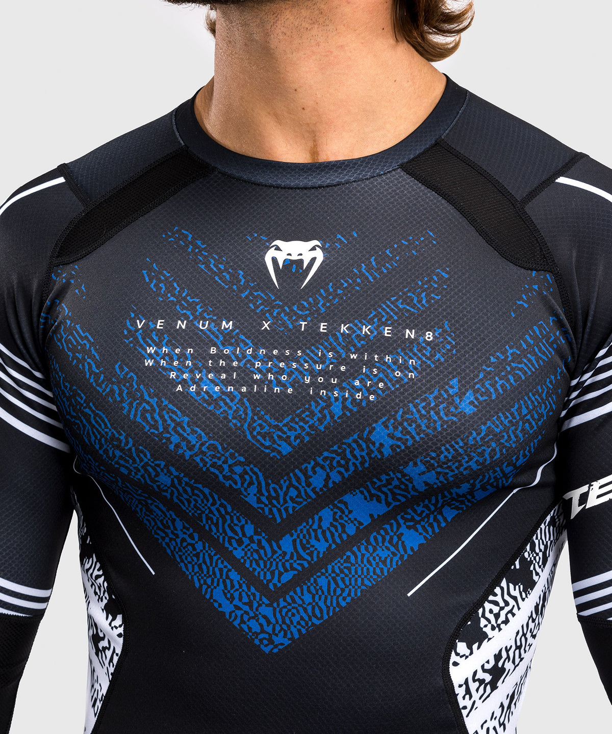 Rashguard Venum x TEKKEN 8 - Jin Kazama - Bleu/Noir/Blanc