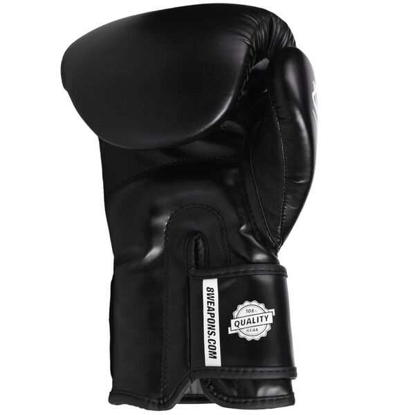 8 Weapons Pure Black Boxing Gloves - Black/White