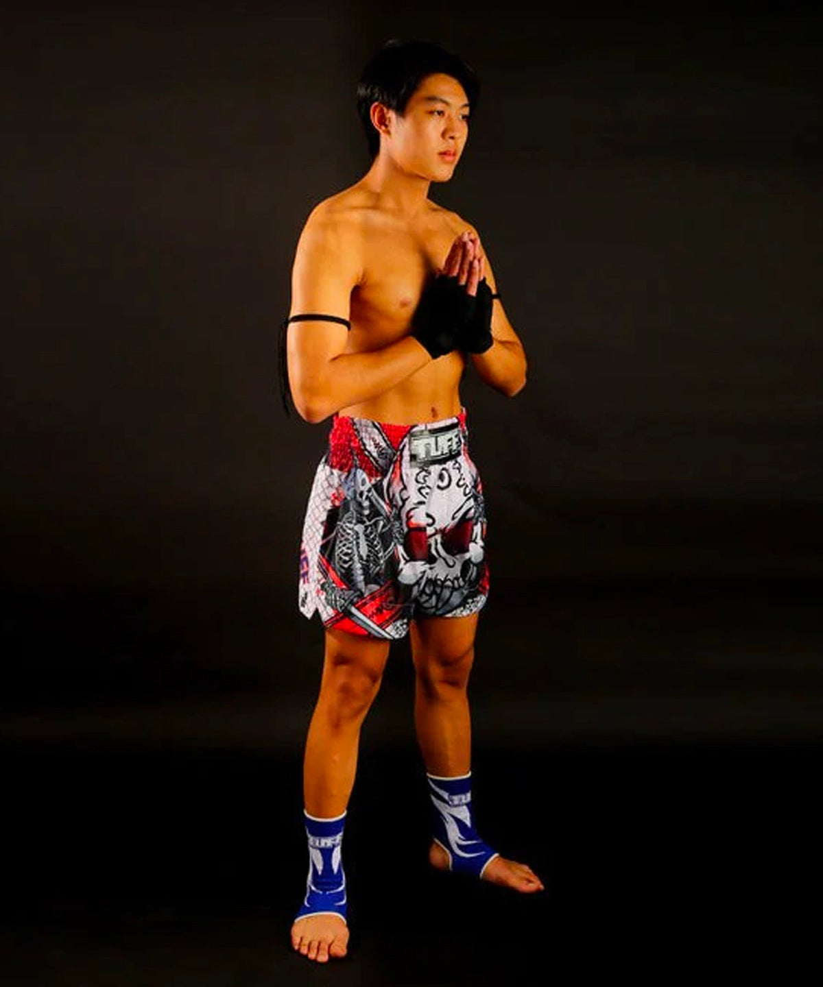 Short de Muay Thai Tuff Devil Skull - Blanc