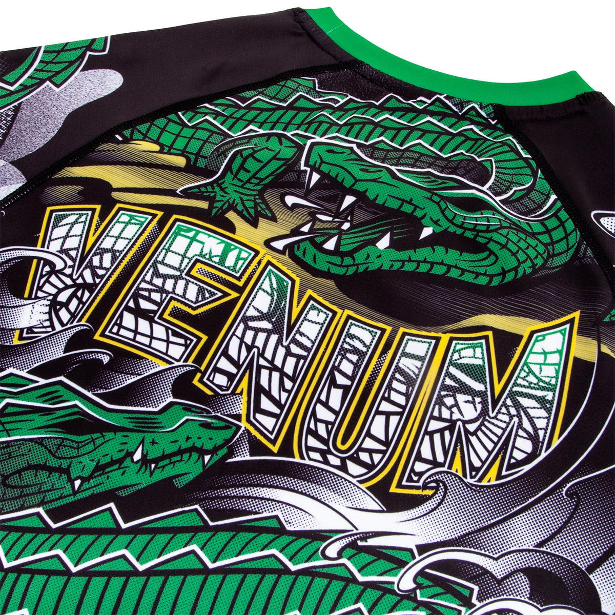 Venum Crocodile Rashguard - Black/Green - Short Sleeves