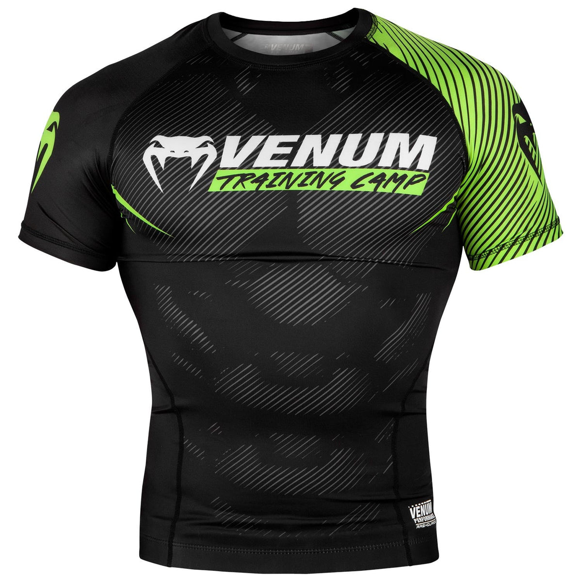 Rashguard Venum Training Camp 2.0 Manches courtes  - Noir/ Jaune Fluo