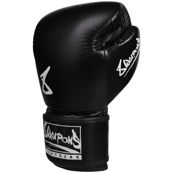 8 Weapons Pure Black Boxing Gloves - Black/White