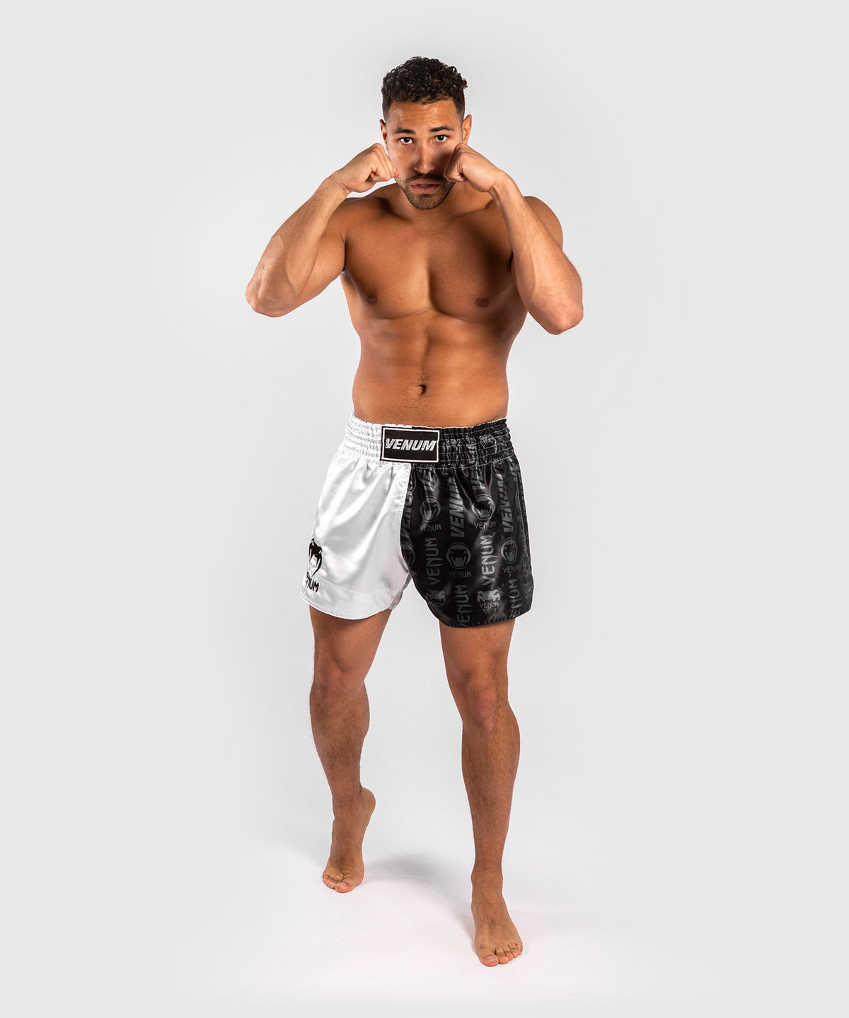 Short de Muay Thai Venum Logos - Noir/Blanc