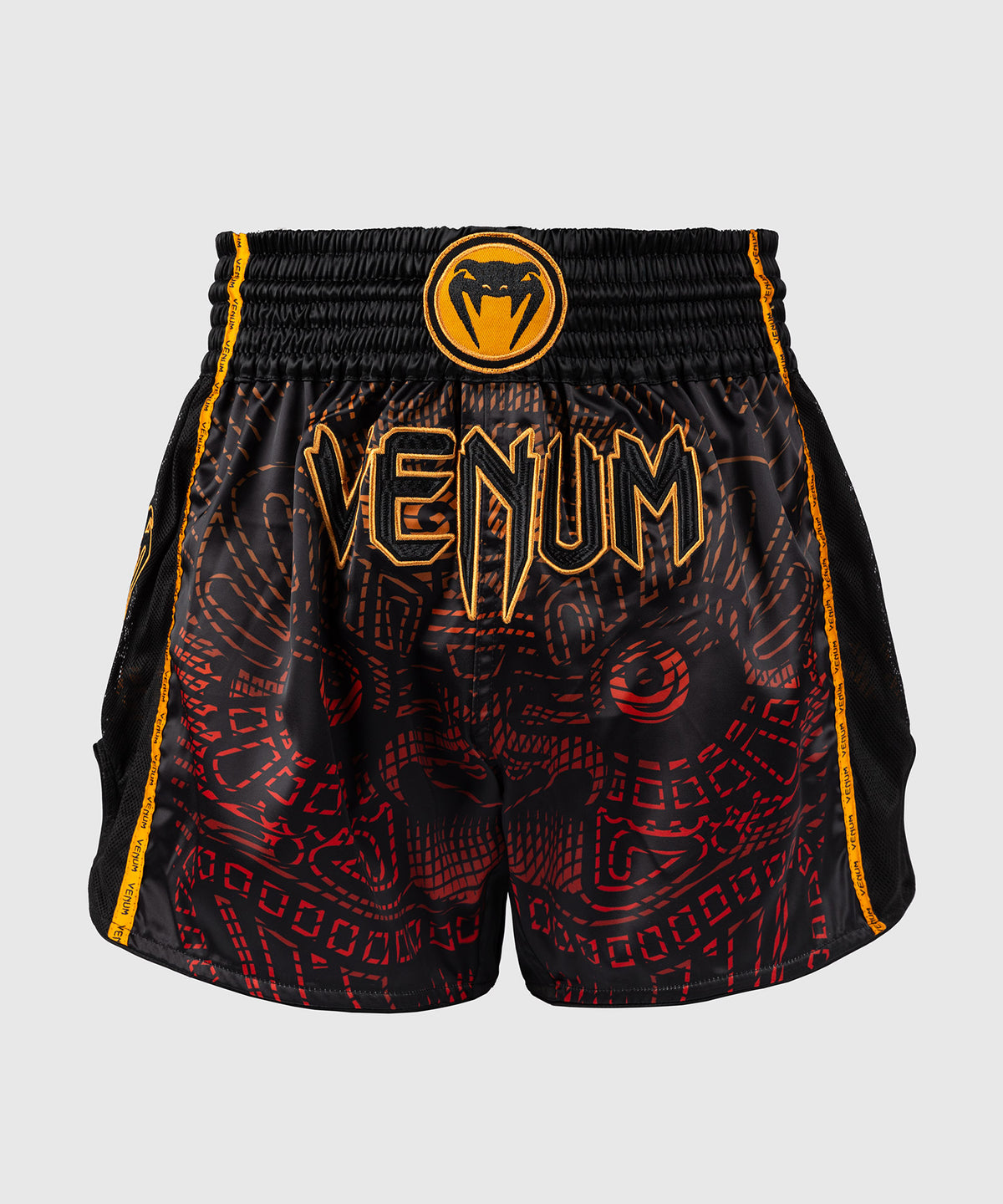 Short de Muay Thaï Venum Quetzal Fury - Noir/Rouge Fury/Mandarine