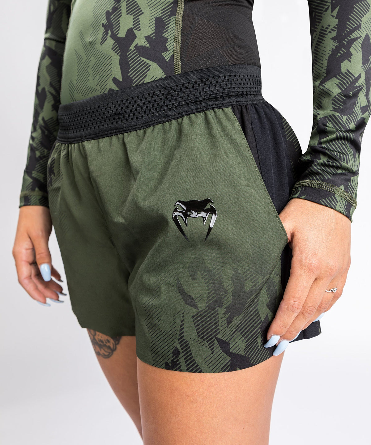 Short de Sport Femme UFC Venum Authentic Fight Week - Kaki