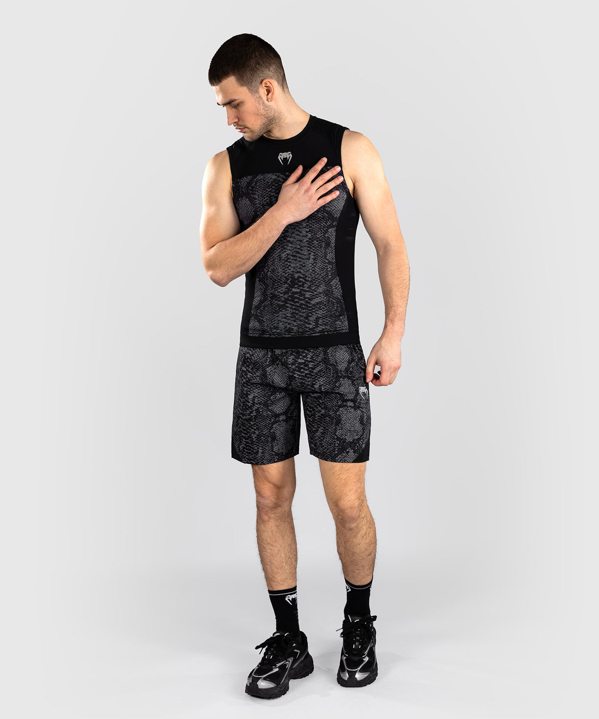 Rashguard Sans Manches Venum G-Fit Scales – Noir/Gris Charbon