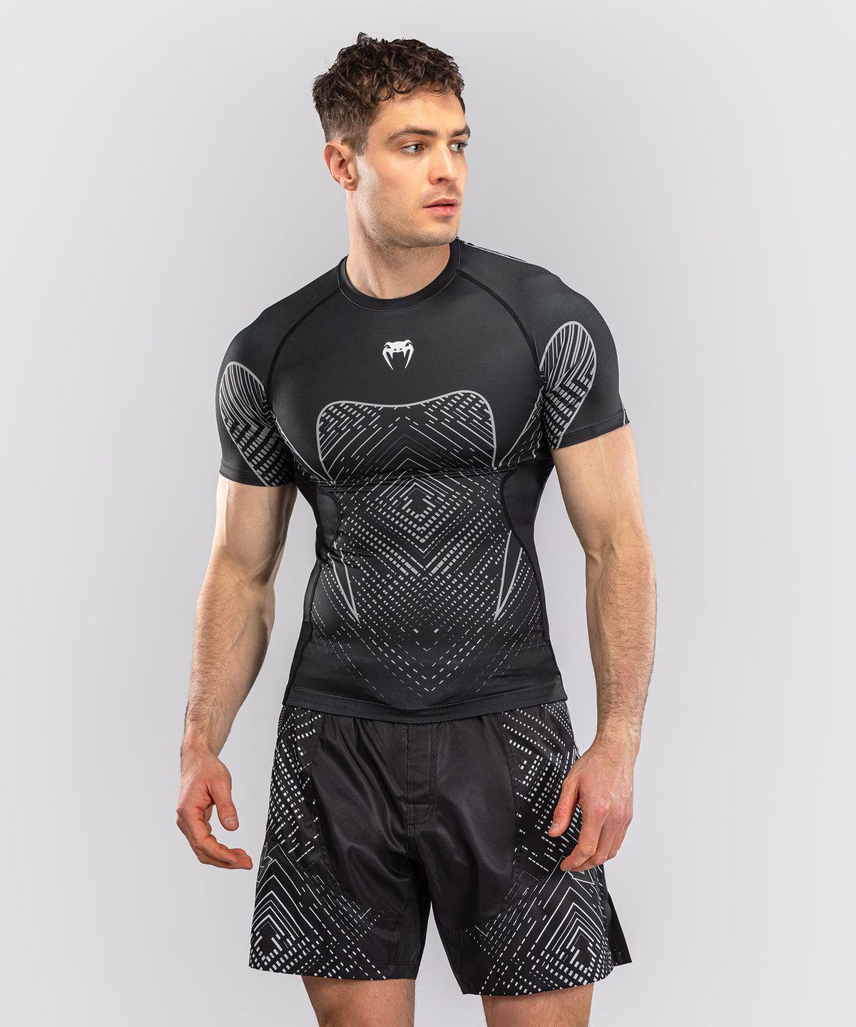 Venum Midnight Fury Short Sleeve Rashguard - Black/Grey/Silver