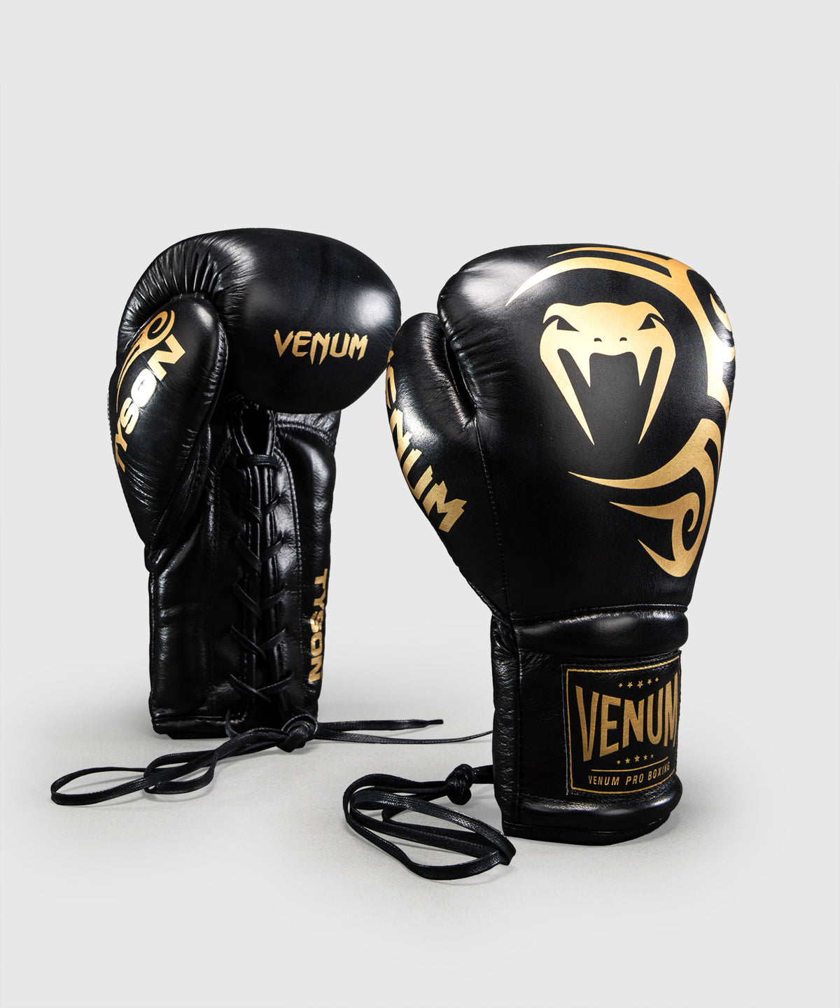 Venum Giant 2.0 Mike Tyson Pro Guantoni da boxe con lacci – Nero/Oro - Borsa inclusa