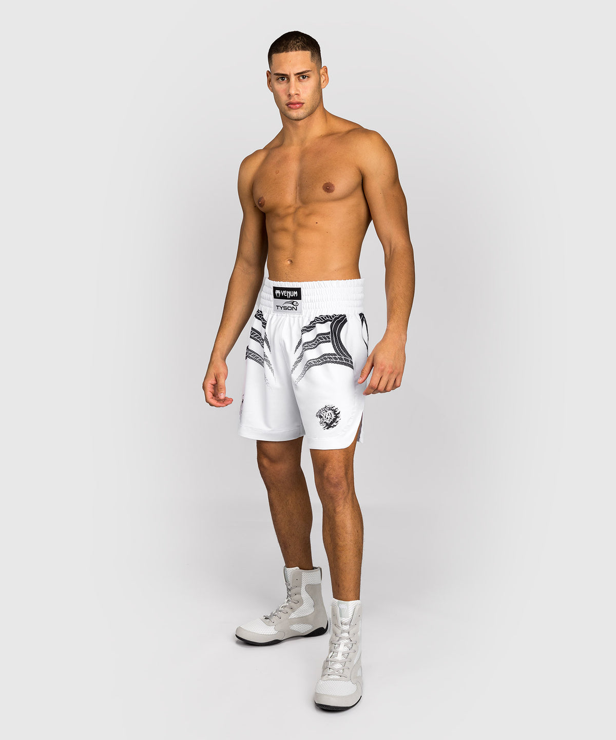 Short de Boxe Venum x Mike Tyson Tiger - Blanc Optique/Noir Profond